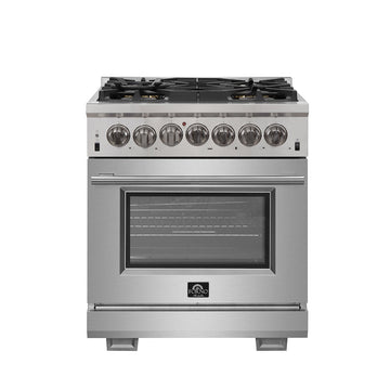 Forno Capriasca 30 in. Freestanding Dual Fuel Range, 4.32 cu. ft. Electric Oven, 5 Gas Burners, Stainless Steel (FFSGS6187-30)