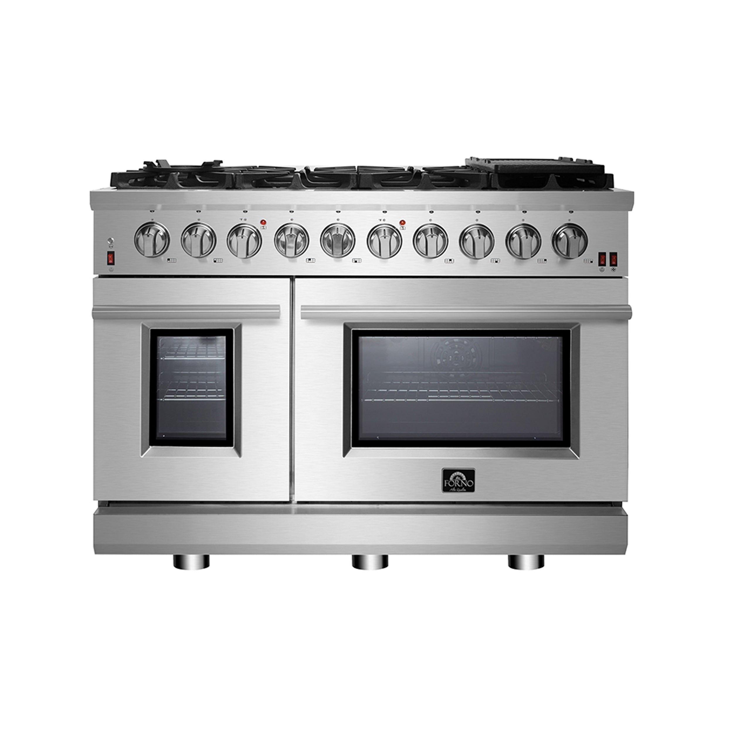 FORNO Appliance Package - 48" Gas Range, Range Hood, 36" Refrigerator, AP-FFSGS6239-48-2