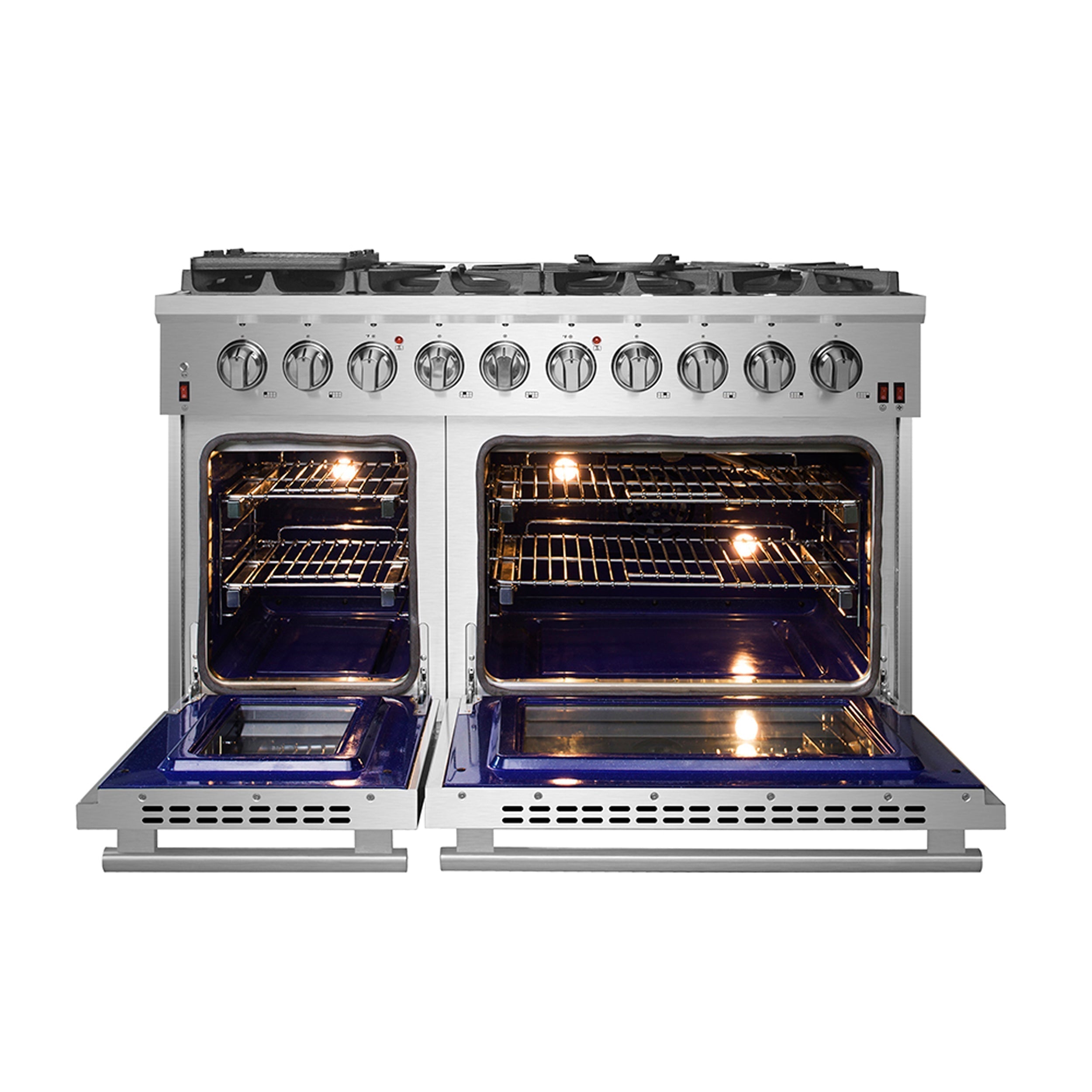 FORNO Appliance Package - 48" Gas Range, Range Hood, 60" Refrigerator, Dishwasher, Microwave Drawer, AP-FFSGS6239-48-8