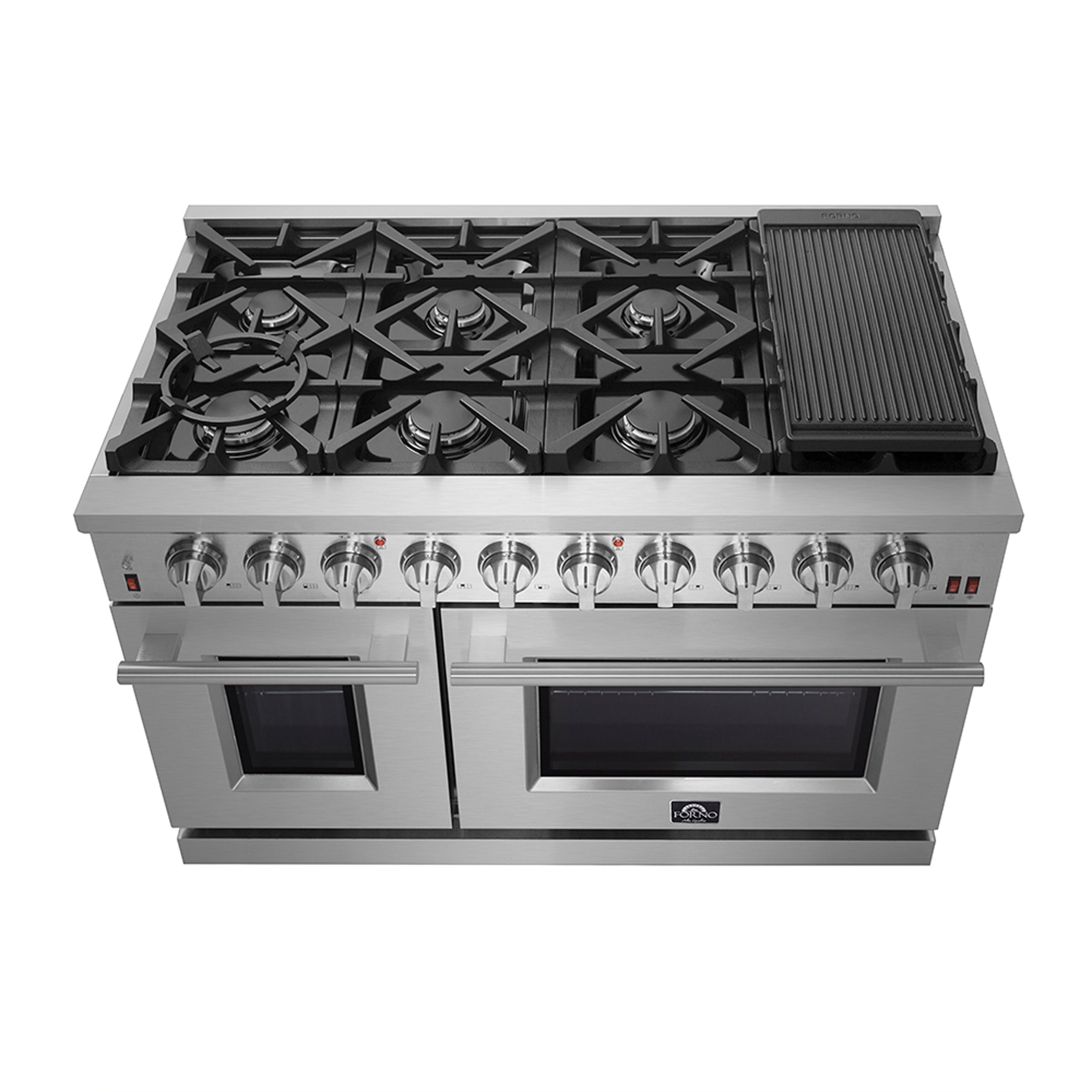 FORNO Appliance Package - 48" Gas Range, Range Hood, 36" Refrigerator, AP-FFSGS6239-48-2