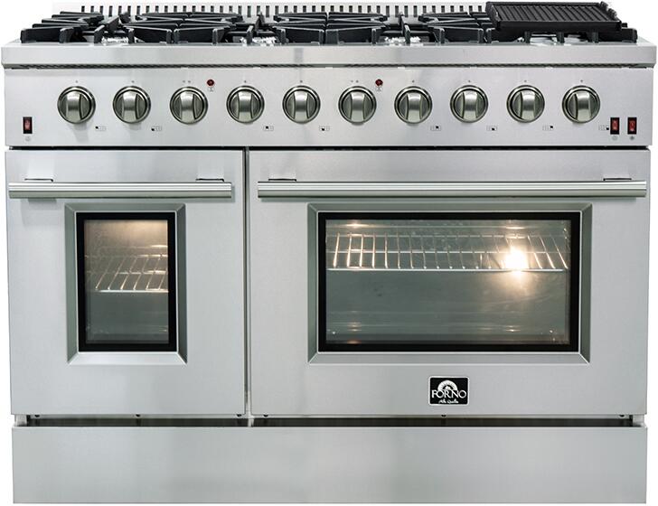 FORNO Appliance Package - 48" Gas Range, 48" Range Hood, Dishwasher, 48" Refrigerator, Microwave Drawer, AP-FFSGS6244-48-13