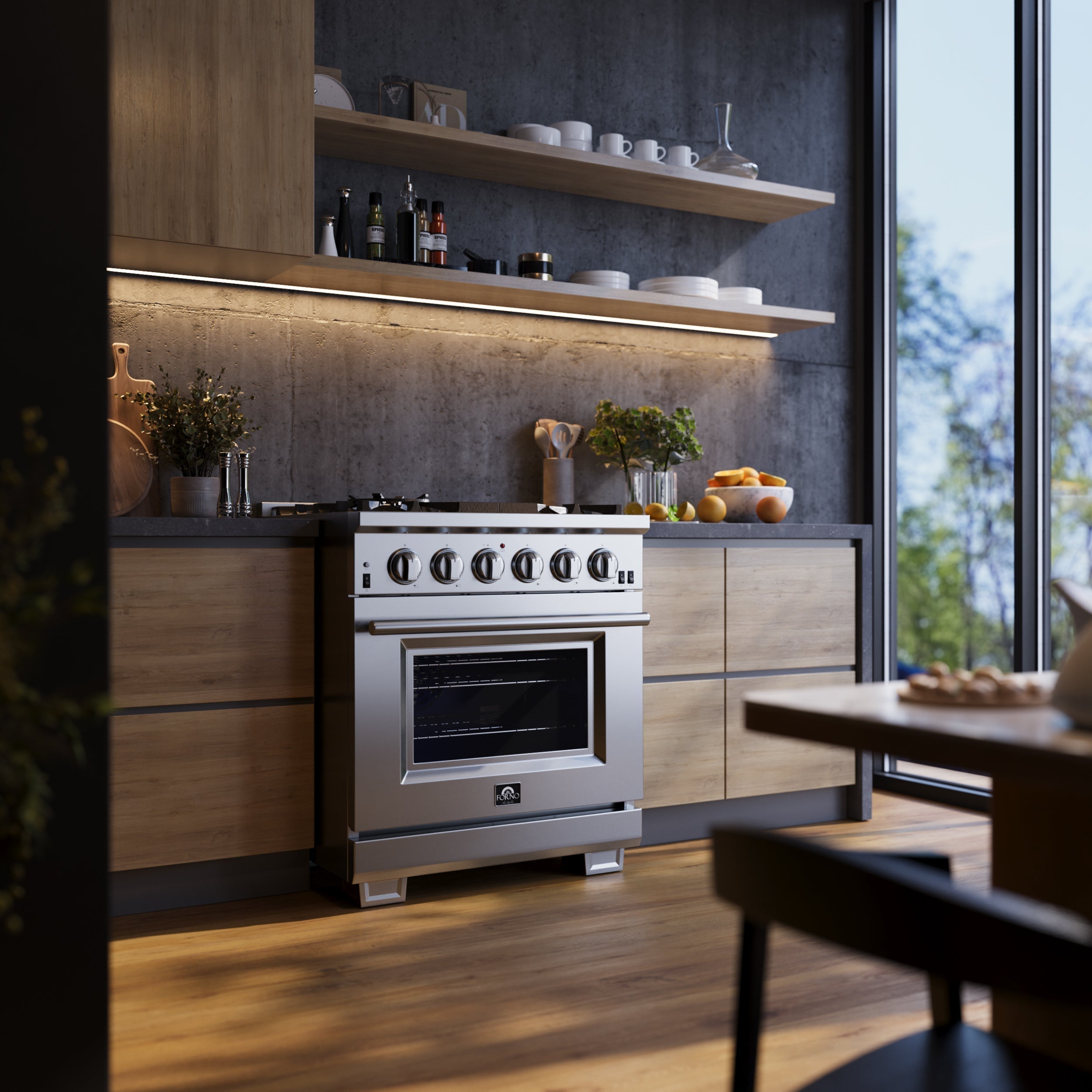 FORNO Capriasca 30 in Freestanding Gas Range, 4.32 cu ft Oven, 5 Sealed Burners, Stainless Steel (Model FFSGS6260-30)
