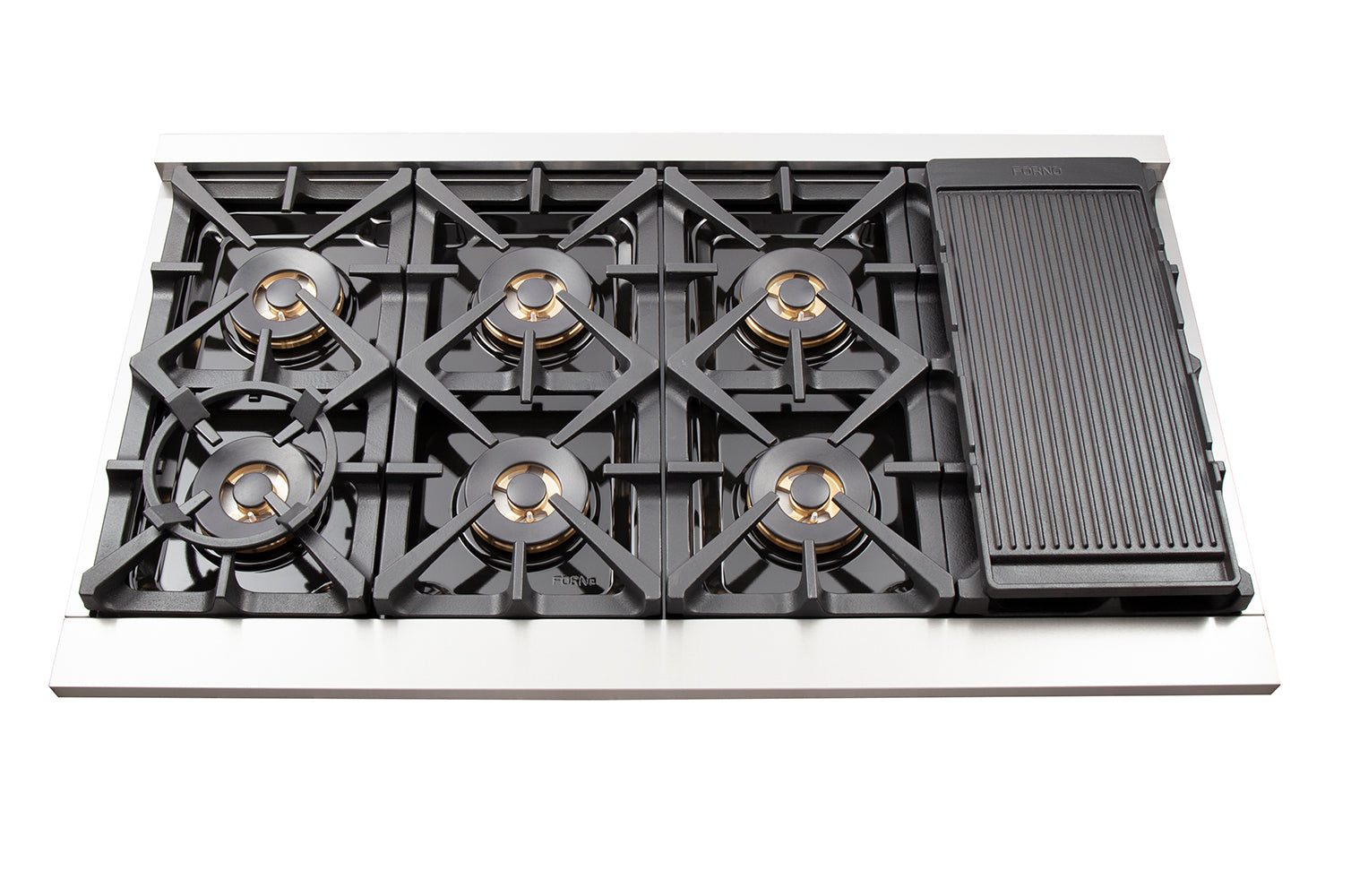 FORNO Capriasca 48 in. Freestanding Gas Range, 6.58 cu. ft., 8 Sealed Burners, Stainless Steel (Model FFSGS6260-48)