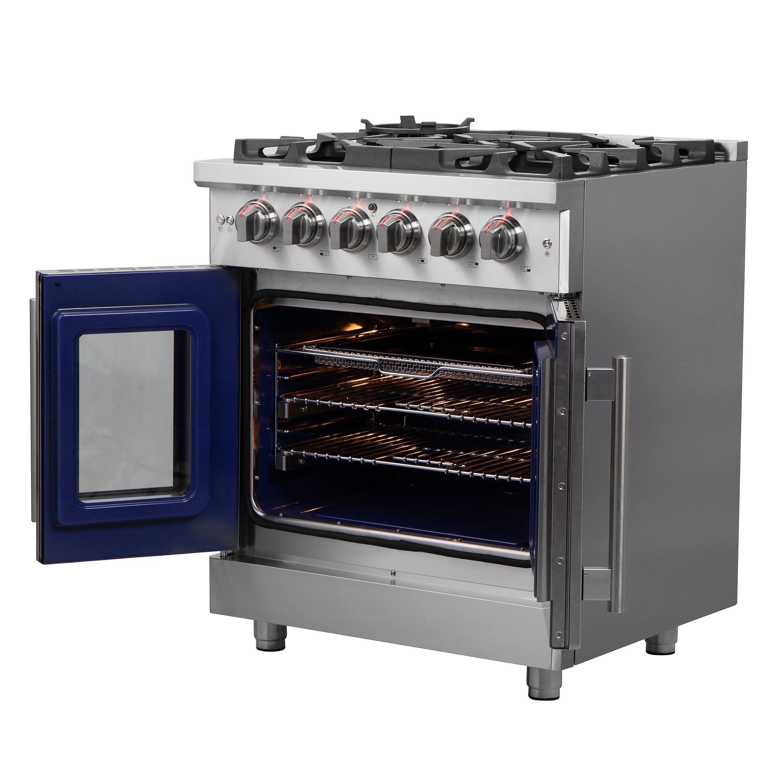 Forno Massimo 30 in. Freestanding French Door Gas Range, 4.32 cu. ft. Oven, 5 Sealed Burners (Model FFSGS6439-30)