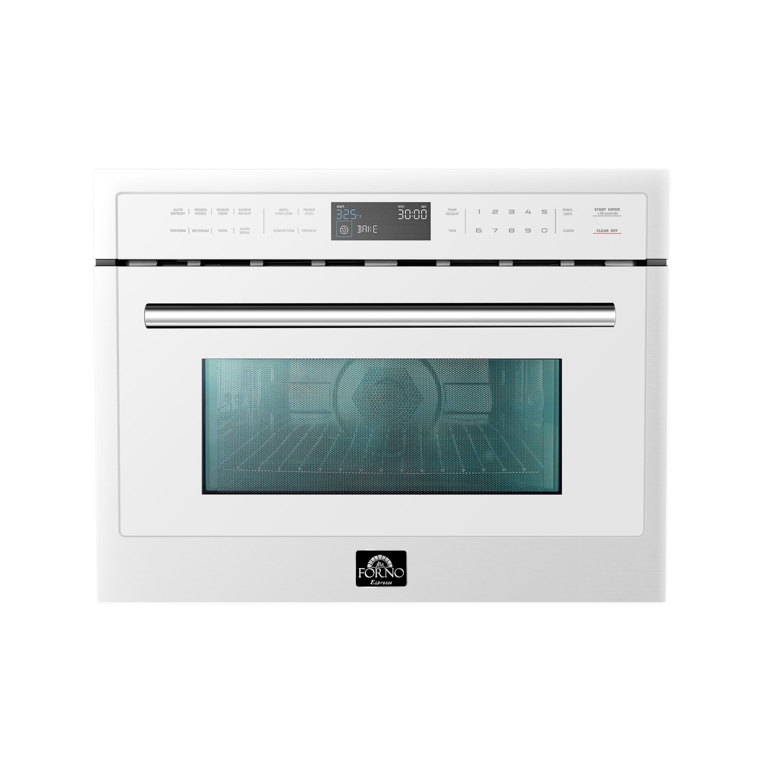 FORNO Oliena 24-Inch Built-In Microwave Drawer Oven, 1.6 cu. ft., White with Stainless Steel Handles (FMWDR3093-24WHT)