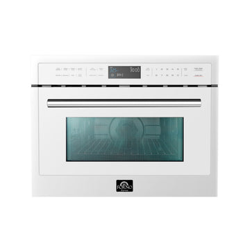 FORNO Oliena 24-Inch Built-In Microwave Drawer Oven, 1.6 cu. ft., White with Stainless Steel Handles (FMWDR3093-24WHT)