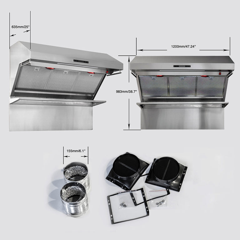 FORNO Appliance Package - 48" Gas Range, 48" Range Hood, Dishwasher, 48" Refrigerator, Microwave Drawer, AP-FFSGS6244-48-13