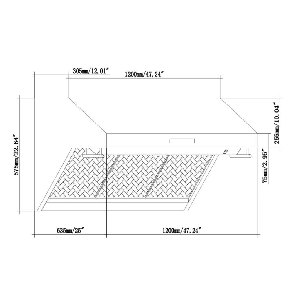FORNO Appliance Package - 48 Inch Gas Burner/Electric Oven Pro Range, Wall Mount Range Hood, Refrigerator, AP-FFSGS6187-48-4
