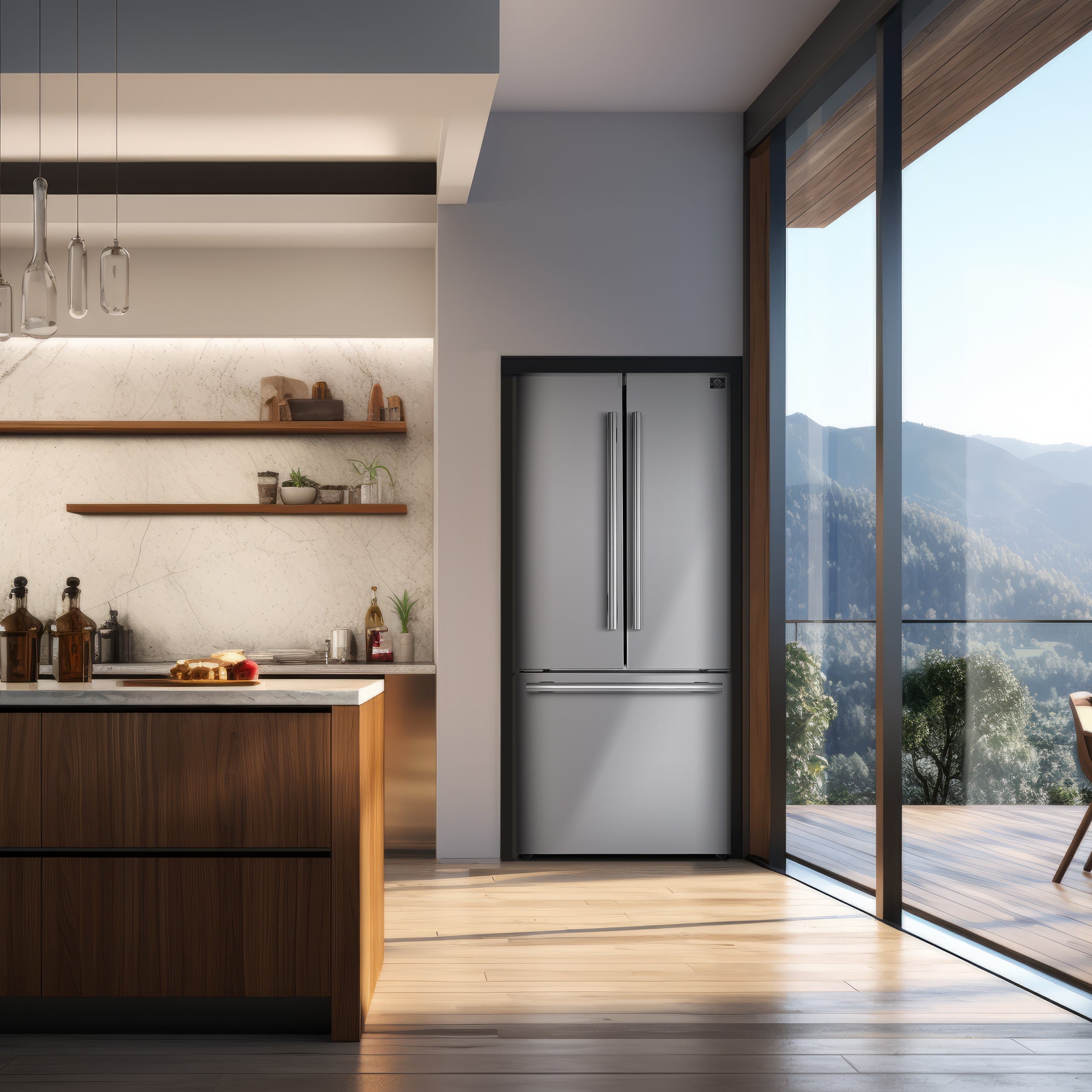 FORNO Espresso Package - 30" Induction Range, Range Hood, 30" Refrigerator with Ice Maker, Dishwasher and 24" Microwave Drawer in Stainless Steel