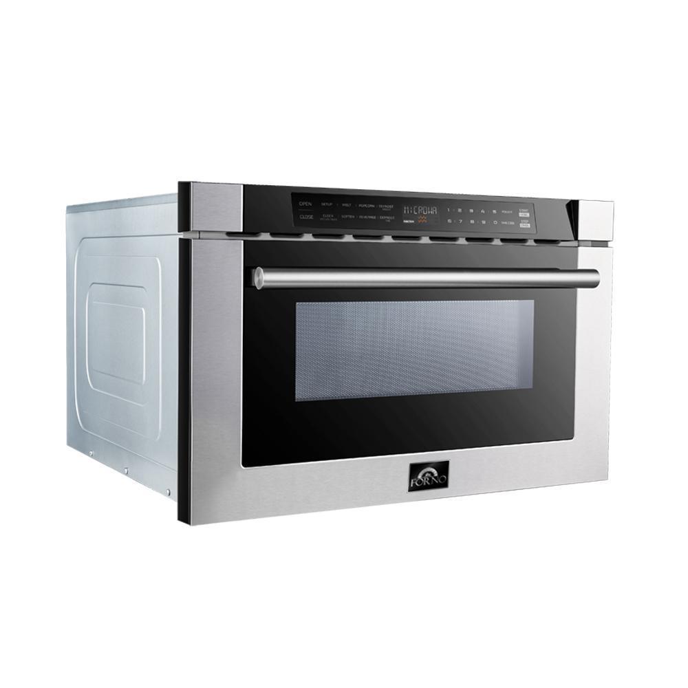 FORNO Package - 36 Inch Dual Fuel Range, Wall Mount Range Hood, Refrigerator, Microwave Drawer, Dishwasher, AP-FFSGS6156-36-W-8