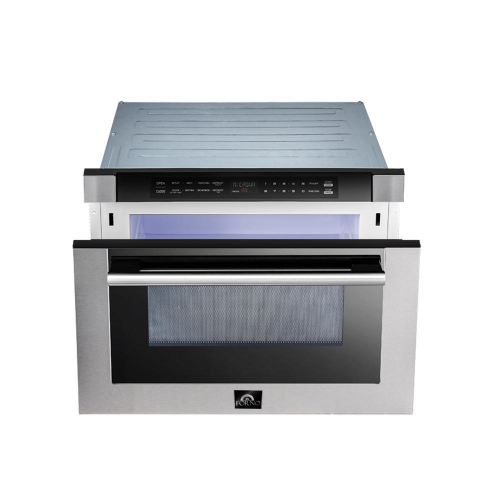 FORNO Appliance Package - 48 Inch Pro Gas Range, Wall Mount Range Hood, Microwave Drawer, Dishwasher, AP-FFSGS6260-48-6