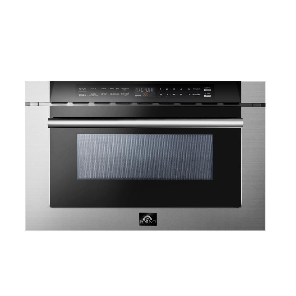 FORNO Appliance Package - 36 Inch Dual Fuel Range, Wall Mount Range Hood, Microwave Drawer, Dishwasher, AP-FFSGS6156-36-W-6