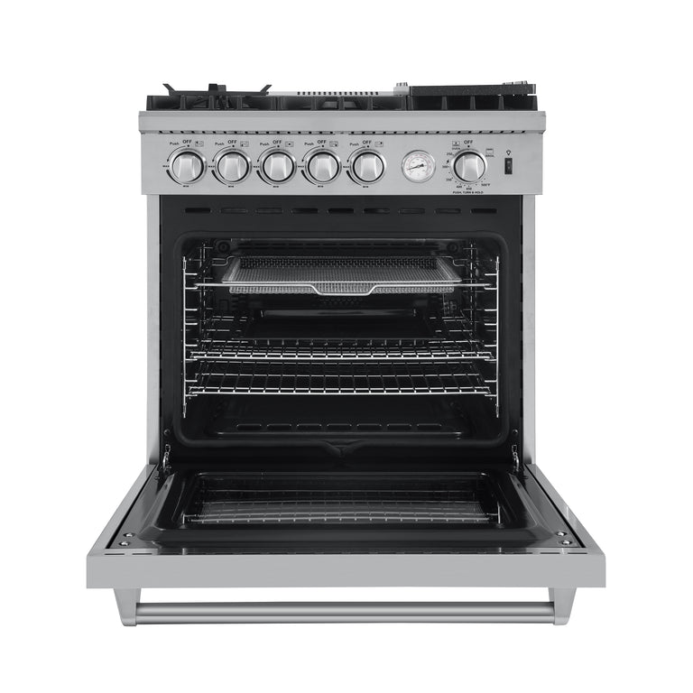 FORNO Appliance Package - 30" Gas Range, 30" Range Hood, Dishwasher, Microwave Drawer, AP-FFSGS6276-30-W-6