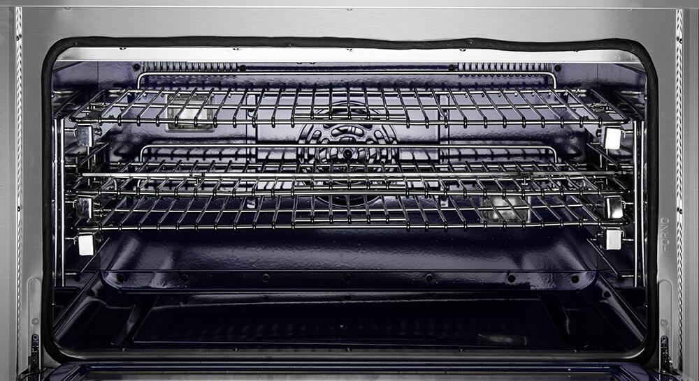 FORNO Appliance Package - 36 Inch Pro Gas Range, Wall Mount Range Hood, Refrigerator, AP-FFSGS6260-36-4