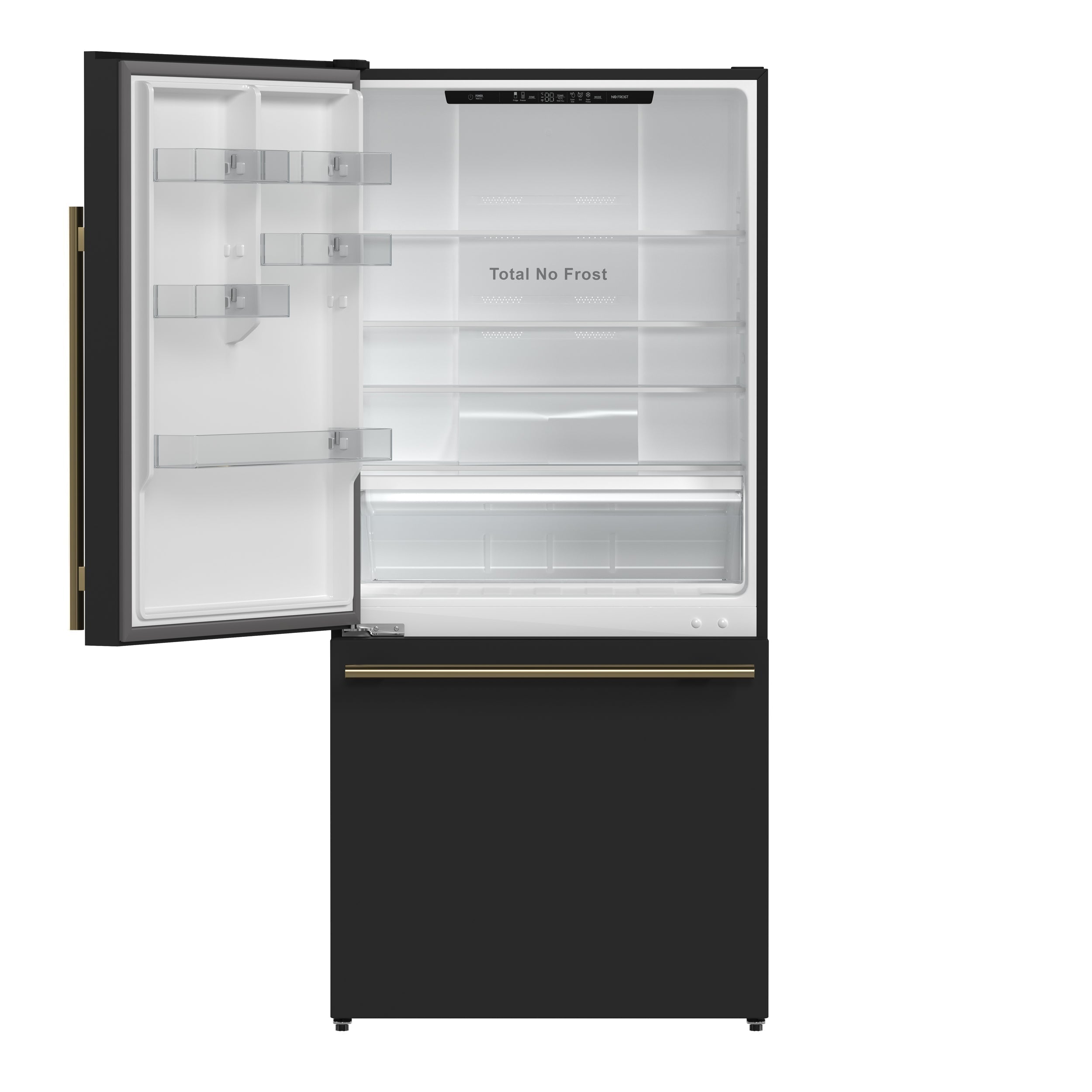 Forno Espresso Milano 31-Inch French Door Refrigerator with Bottom Freezer, 17.2 Cu. Ft., Ice Maker, Black with Antique Brass Handles (Model FFFFD1786-31BLK)