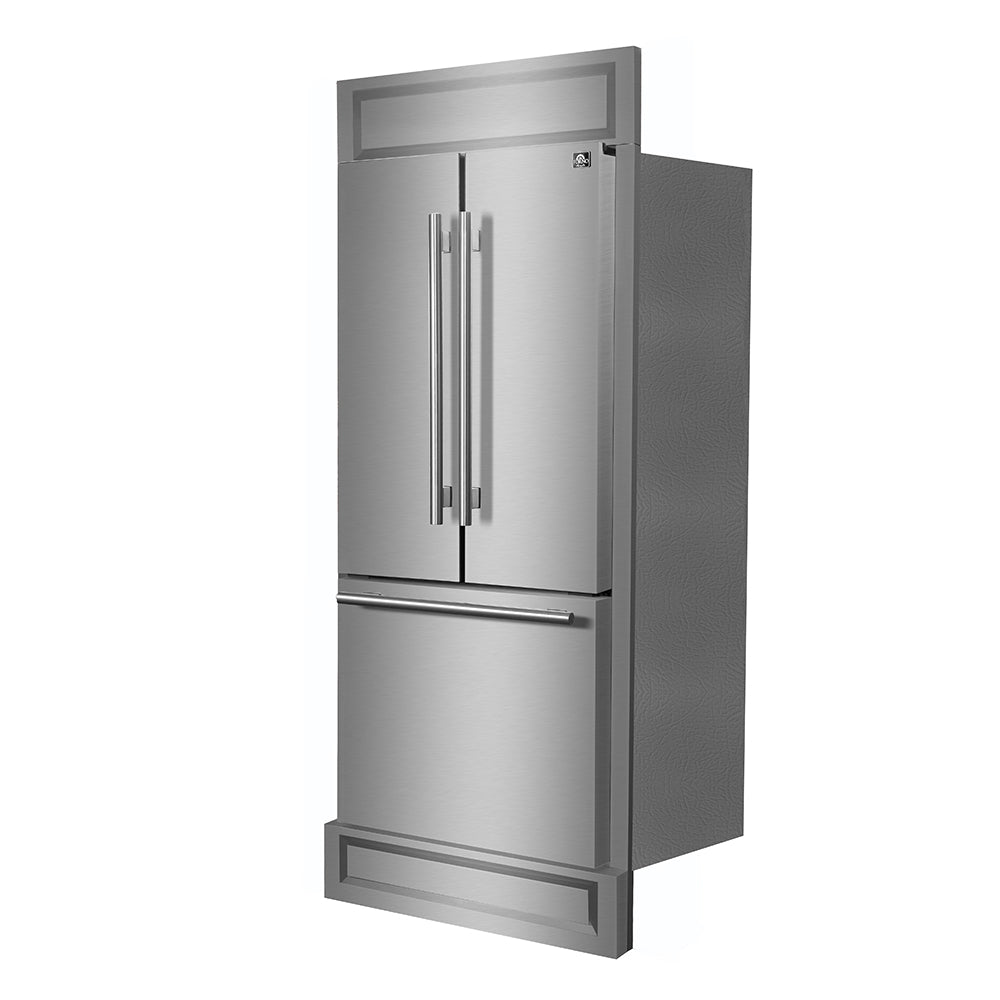 Forno Gallipoli 35-Inch Built-In French Door Refrigerator, 17.5 cu ft, Stainless Steel, Ice Maker, Model FFFFD1974-35MG