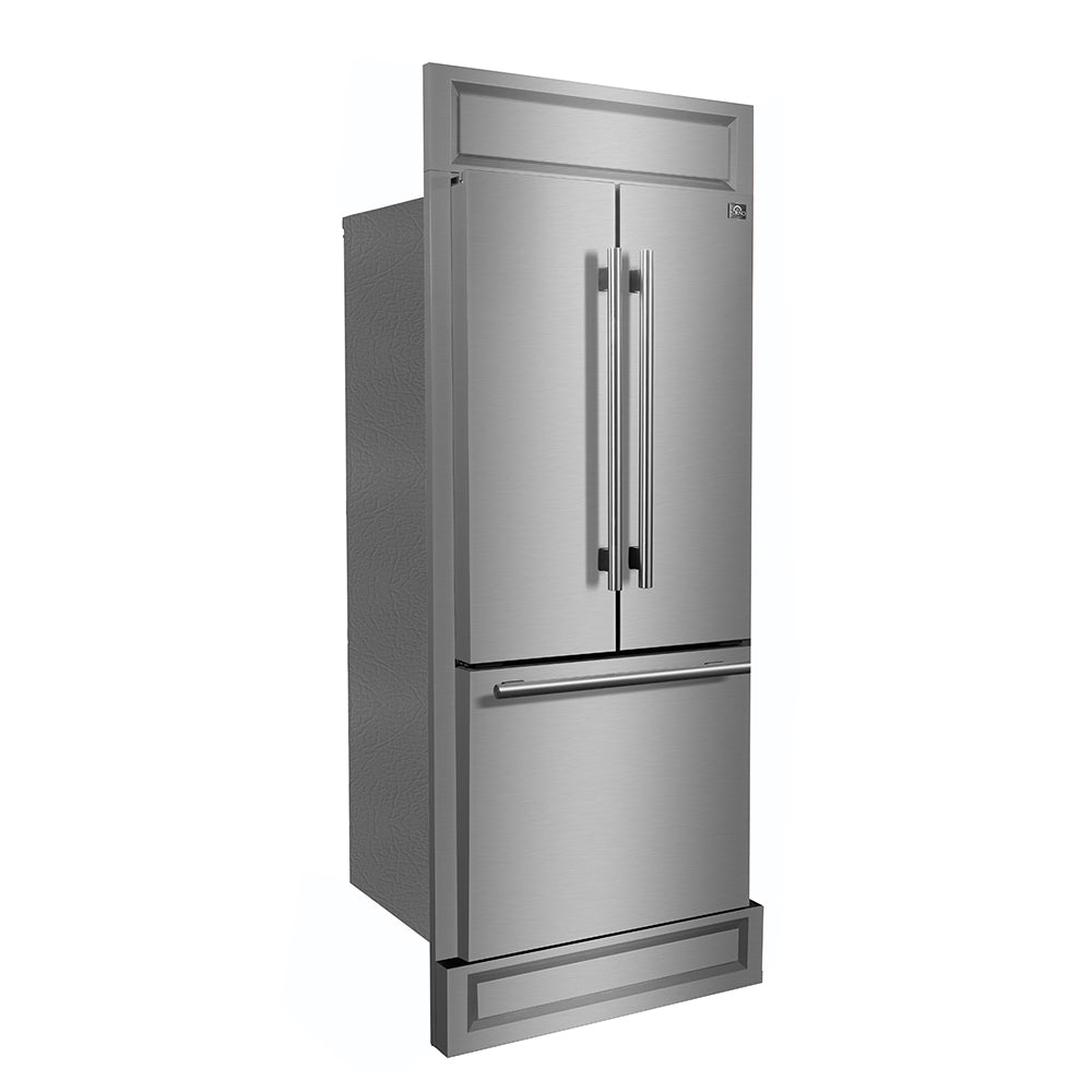 Forno Gallipoli 35-Inch Built-In French Door Refrigerator, 17.5 cu ft, Stainless Steel, Ice Maker, Model FFFFD1974-35MG
