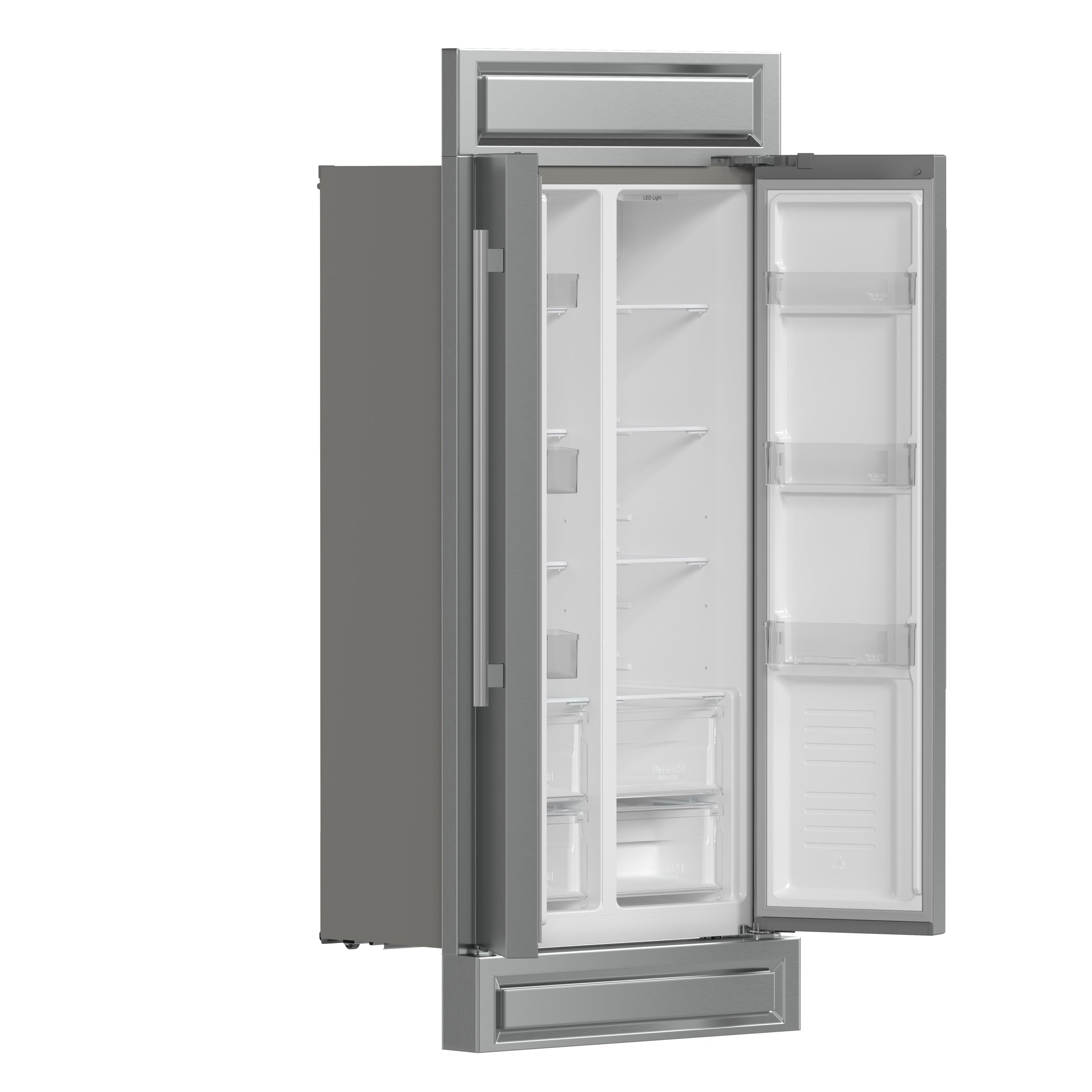 FORNO Salerno 37-Inch Built-In Side-by-Side Refrigerator, 15.6 cu ft, Stainless Steel, with Modern Trim Kit (FFRBI1805-37MG)