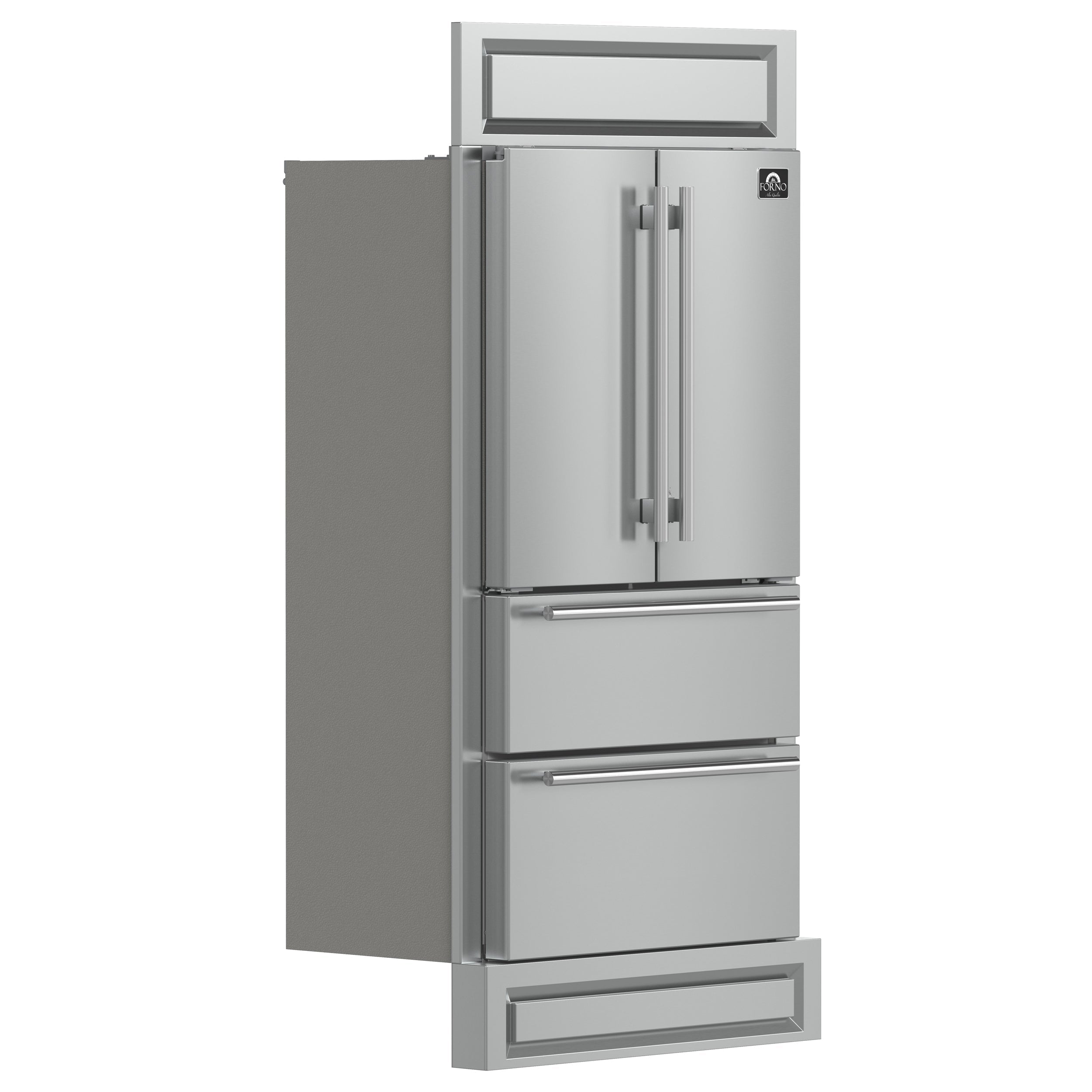 Forno Moena 40-Inch Built-In French Door Refrigerator, 19.2 cu. ft., Stainless Steel, Ice Maker, Modern Trim Kit (Model FFRBI1820-40MG)
