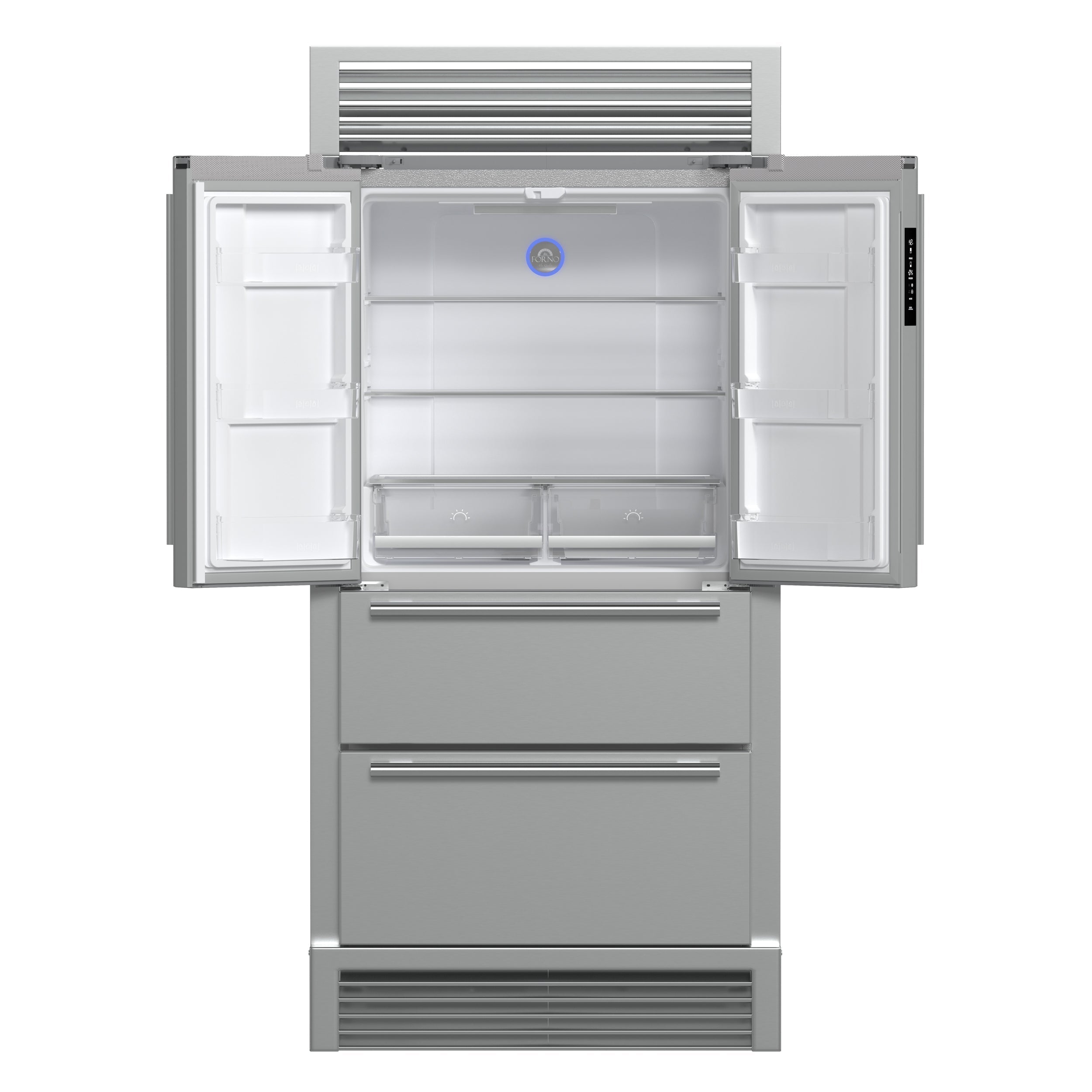 Forno Moena 40-Inch Built-In French Door Refrigerator, 19.2 cu ft, Stainless Steel, Ice Maker, Trim Kit (FFRBI1820-40SG)