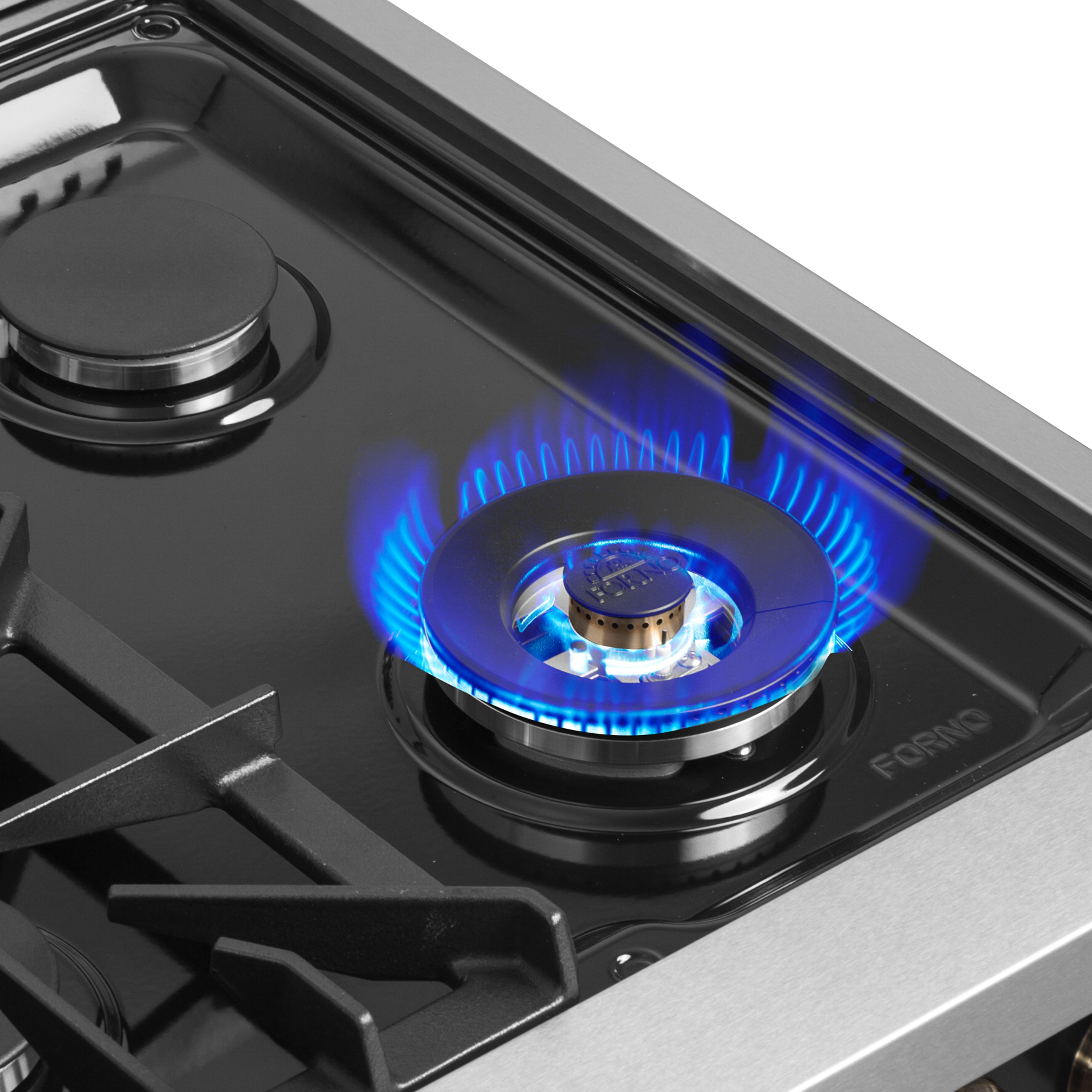 Forno Galiano 36-Inch French Door Gas Range, 5.36 cu. ft. Oven, 6 Sealed Burners, Black with Antique Brass Accents (Model FFSGS6444-36BLK)