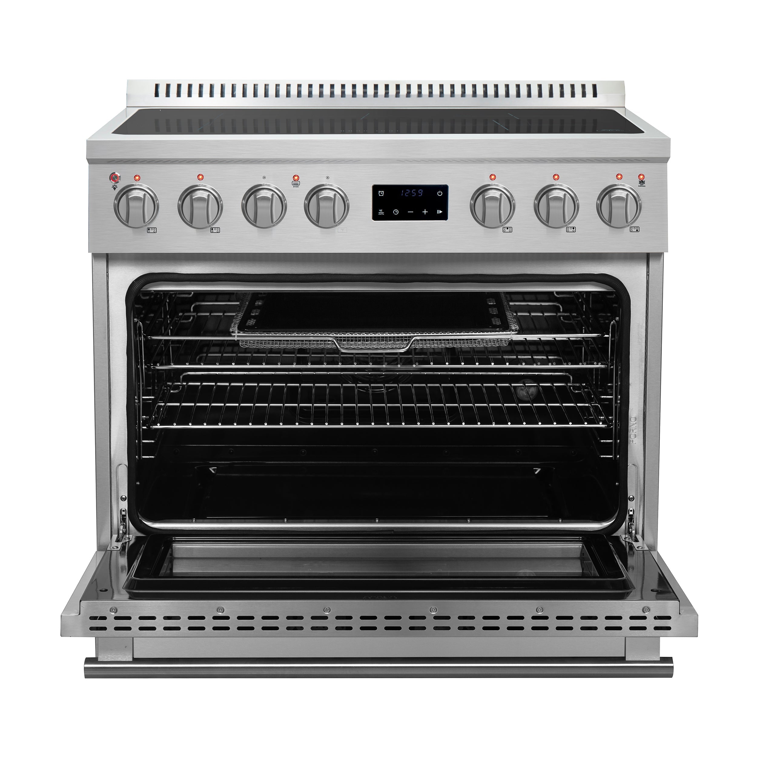 Forno Torino 36" Induction Range, 5.36 cu. ft. True Convection Oven with Air Fry and Sous Vide, Stainless Steel, 240V (FFSIN0936-36)