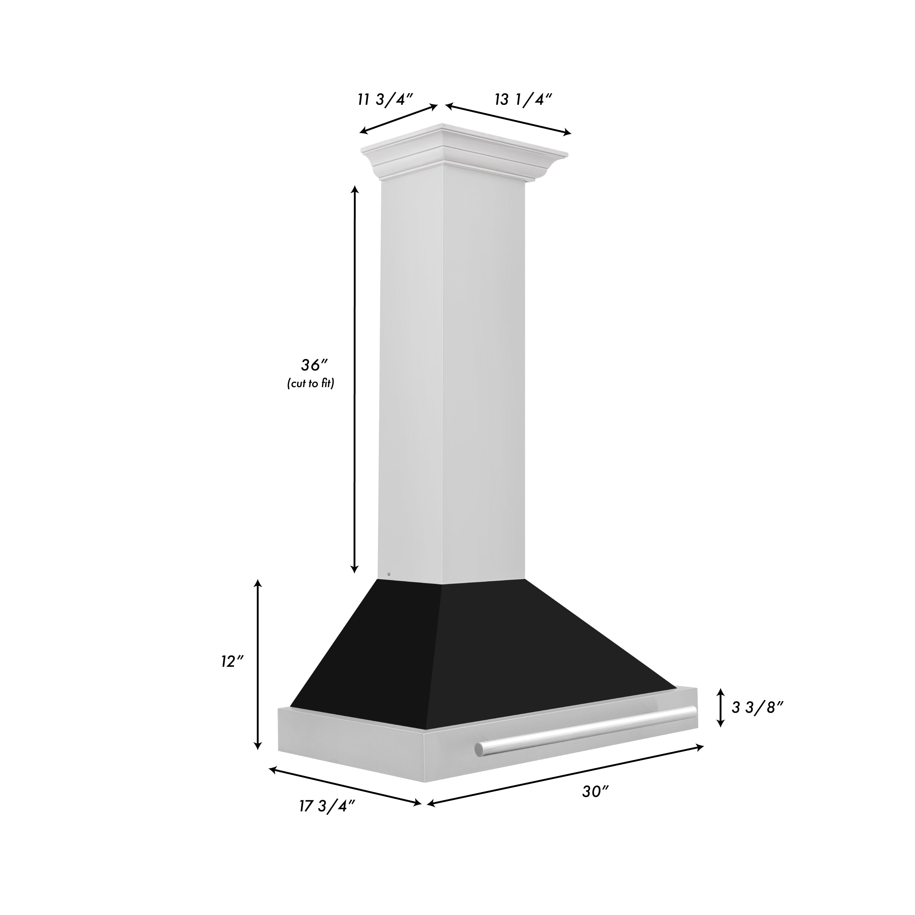 ZLINE 30 in. Wall Mount Range Hood Stainless Steel Black Matte Shell 4-Speed 400 CFM (KB4STX-BLM-30)