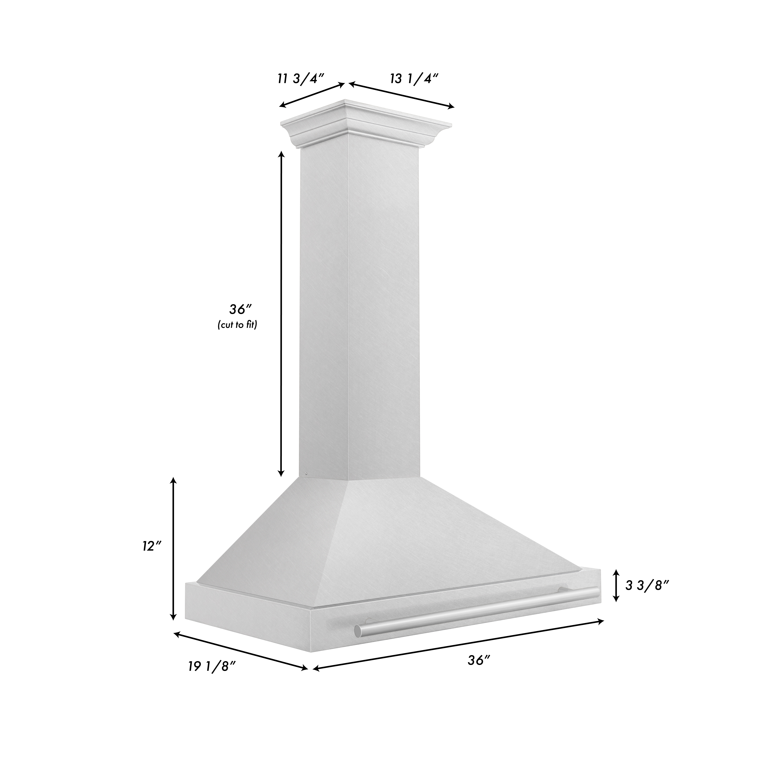 ZLINE 36 Inch Wall Mount Range Hood Convertible Satin Stainless Steel 400 CFM Stainless Steel Handle (KB4SNX-36)