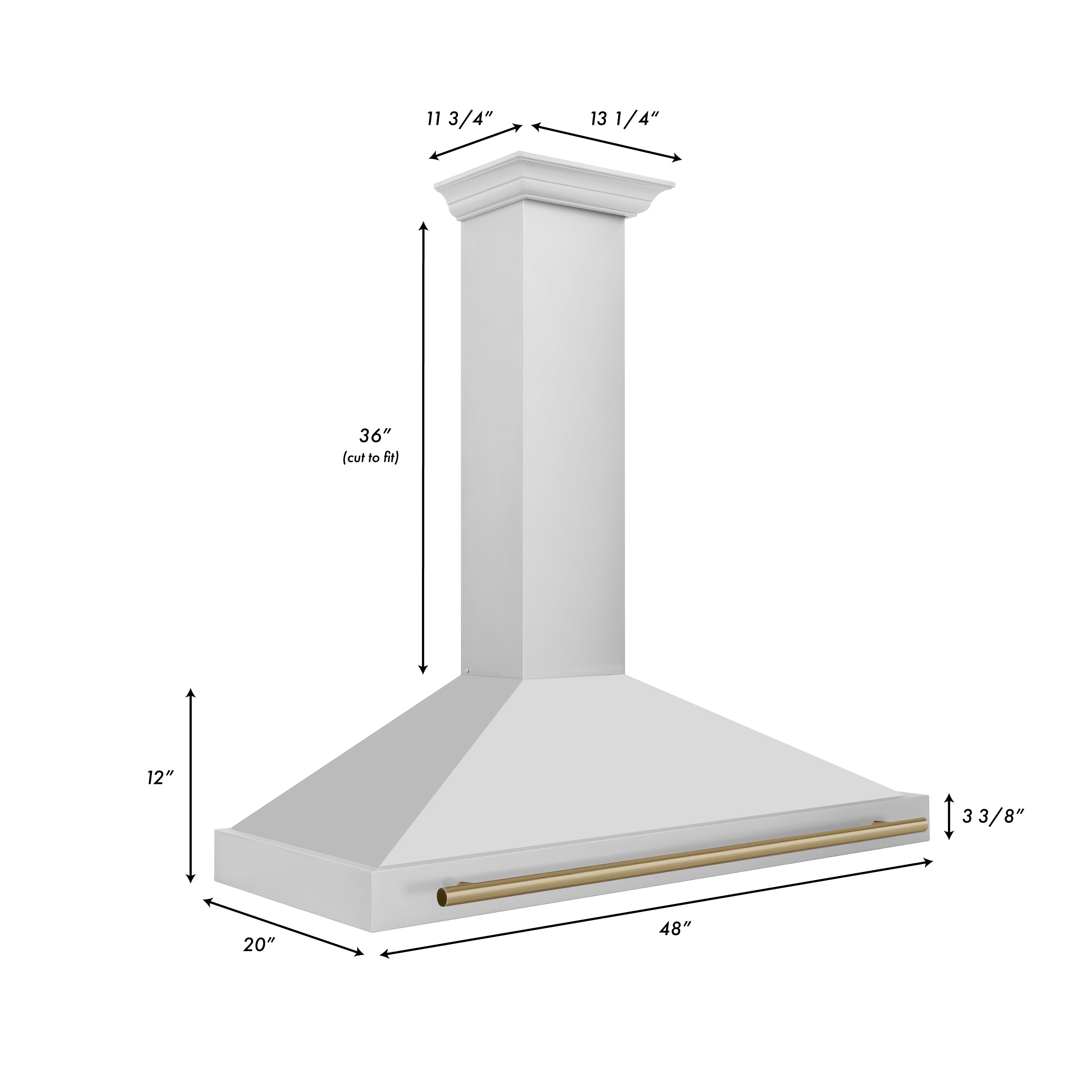 ZLINE 48-Inch Wall Mount Range Hood Stainless Steel Champagne Bronze Handle Autograph Edition (KB4STZ-48-CB)