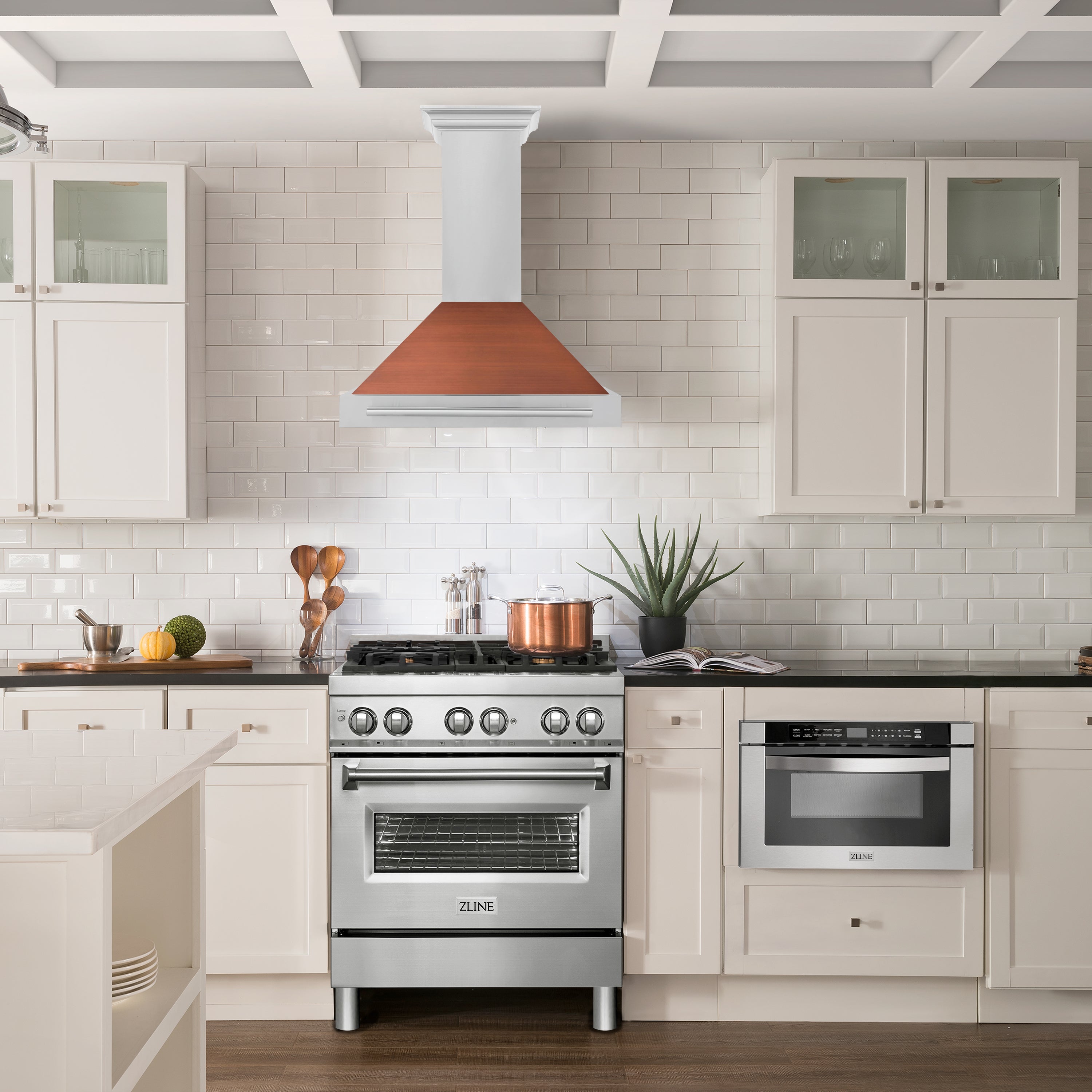 ZLINE 30 in. Wall Mount Range Hood 400 CFM Convertible Stainless Steel with Copper Shell and Stainless Steel Handle (KB4STX-C-30)