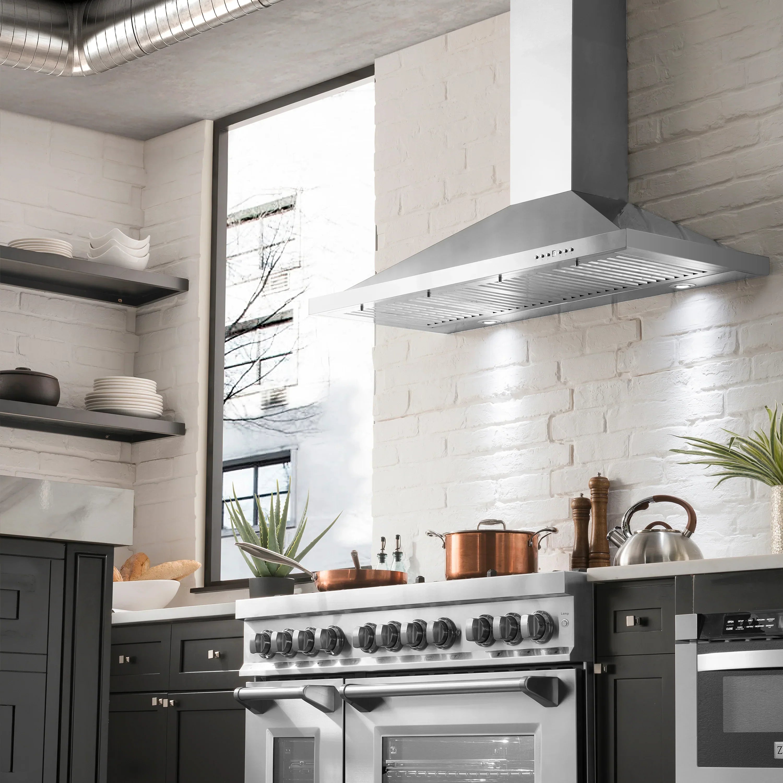 ZLINE 42 Inch Wall Mount Range Hood Convertible Vent Stainless Steel 400 CFM KB-42