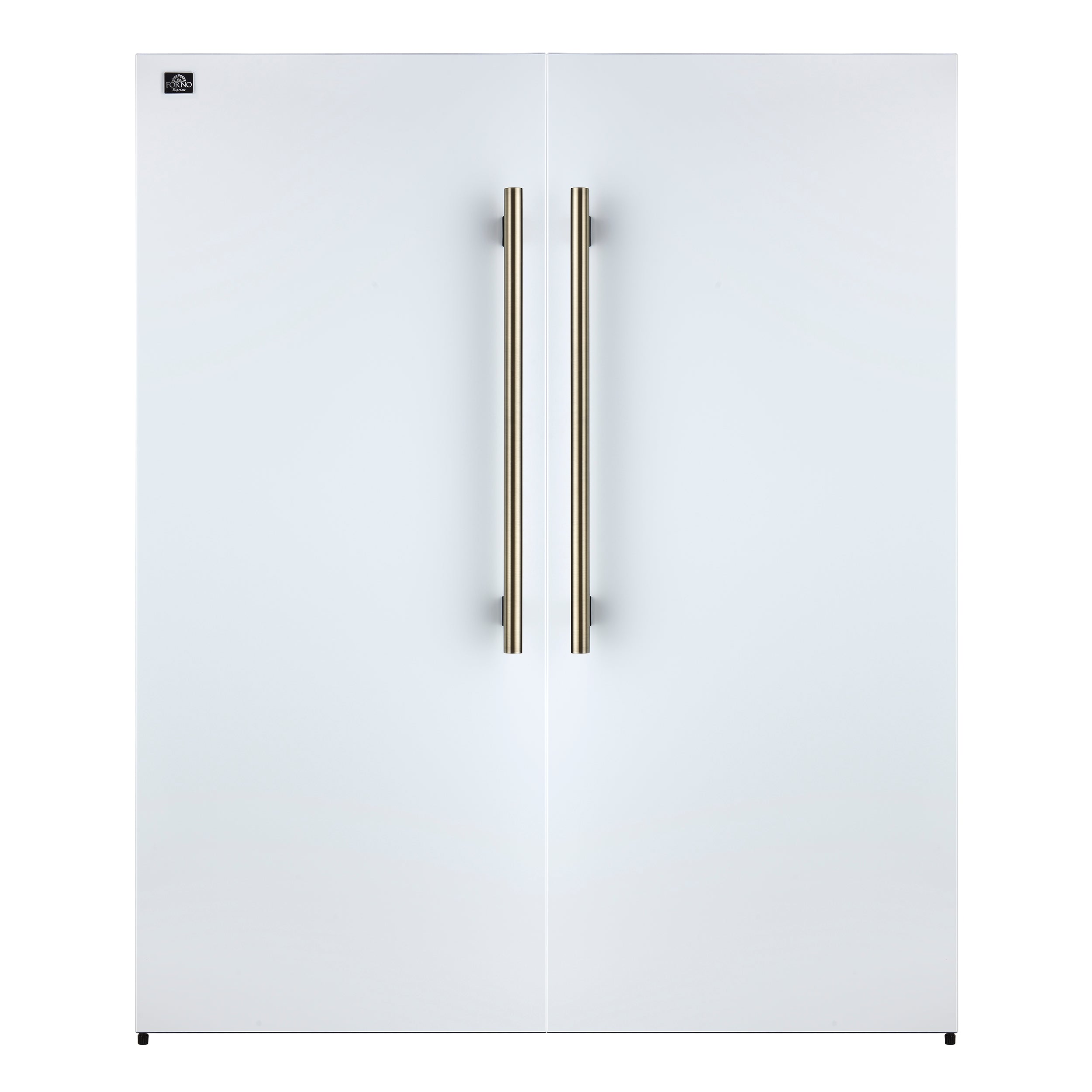 FORNO Maderno 60-Inch Built-In Convertible Refrigerator/Freezer, 27.2 cu ft, White, Antique Brass Handles, Trim Kit Included (FFFFD1722-60MG-WHT)