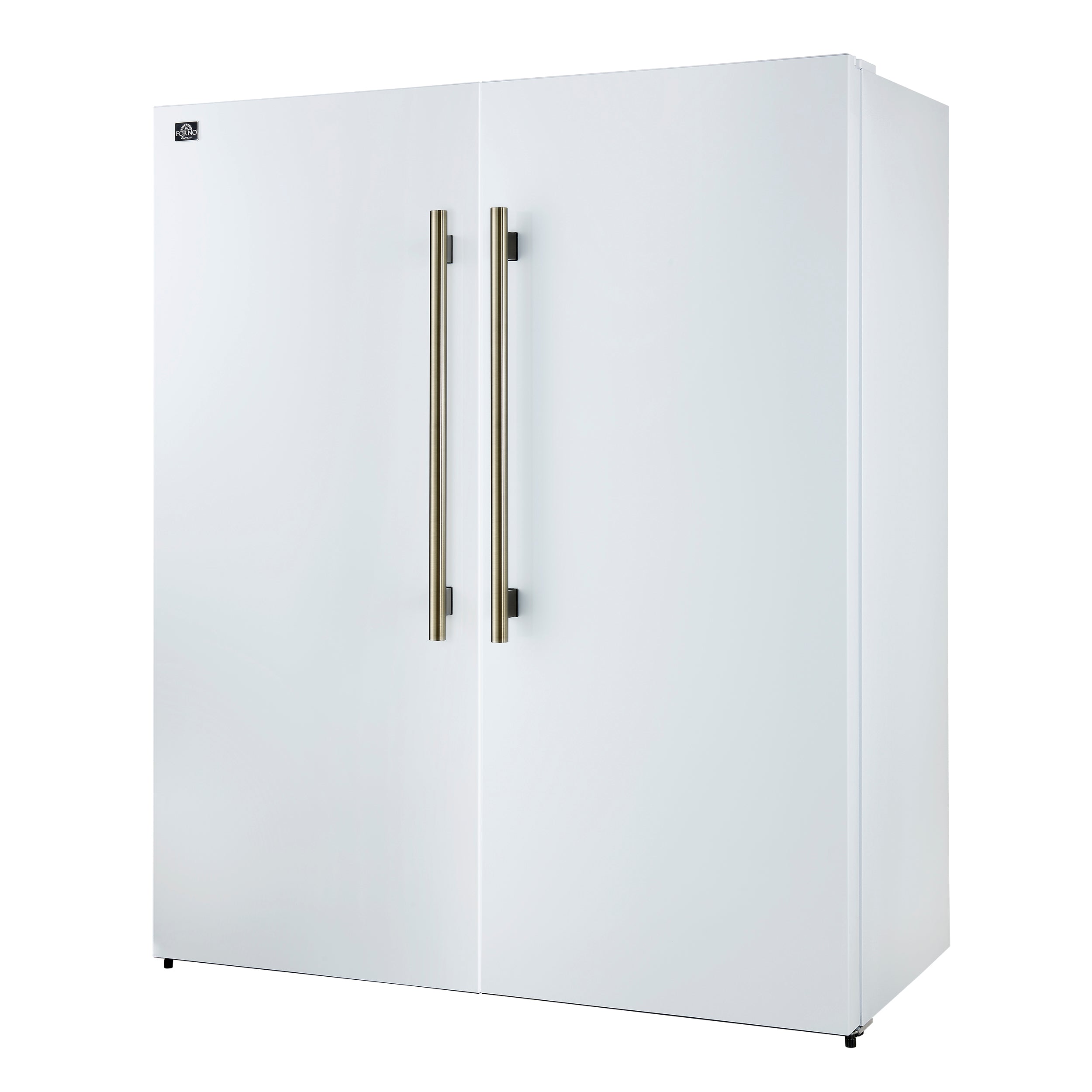 FORNO Maderno 60-Inch Built-In Convertible Refrigerator/Freezer, 27.2 cu ft, White, Antique Brass Handles, Trim Kit Included (FFFFD1722-60MG-WHT)