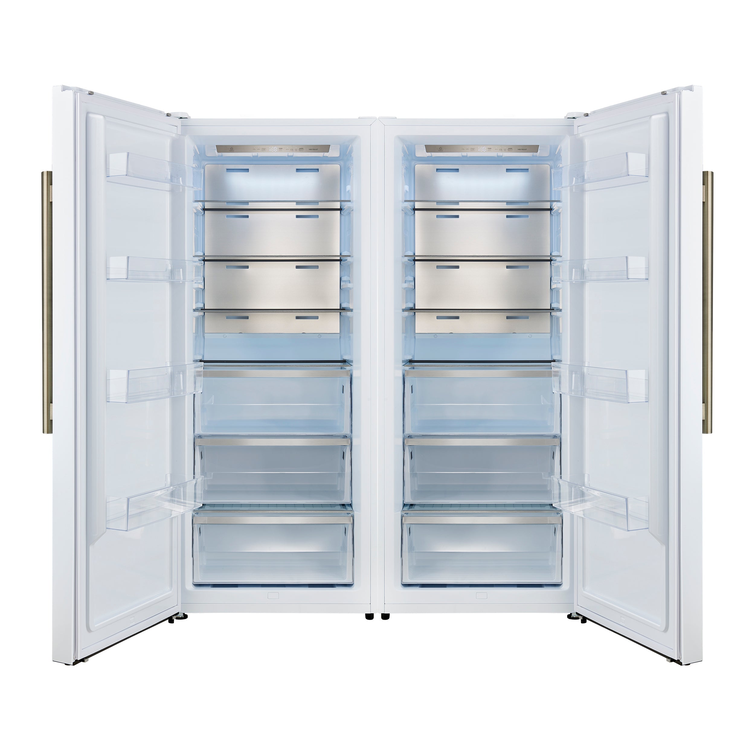 FORNO Maderno 60-Inch Built-In Convertible Refrigerator/Freezer, 27.2 cu ft, White, Antique Brass Handles, Trim Kit Included (FFFFD1722-60MG-WHT)