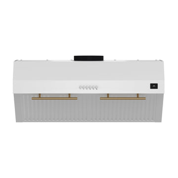 Forno Bari 30-Inch Under-Cabinet Range Hood, 400 CFM, White with Antique Brass Handles (Model FRHUC5255-30WHT)