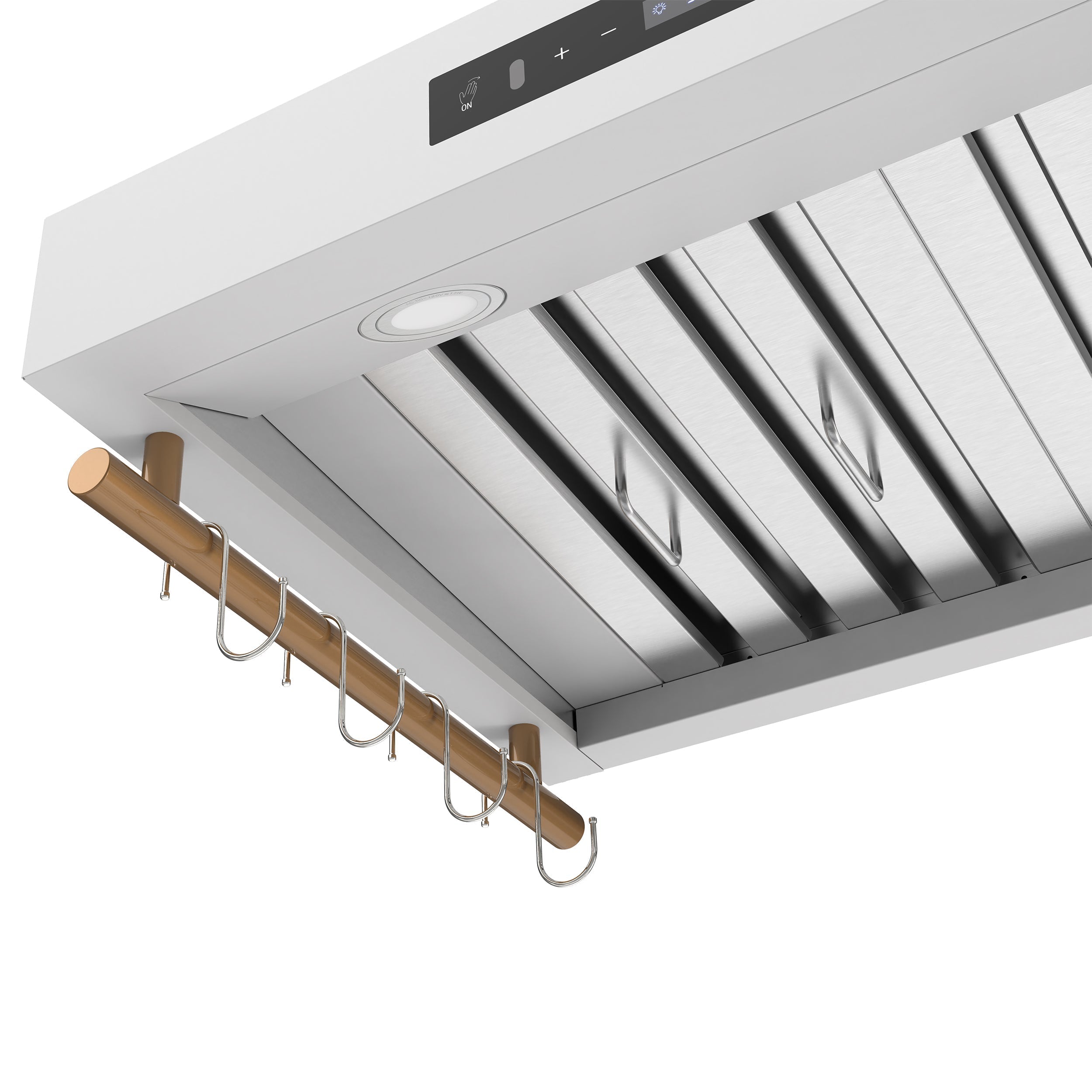 Forno Venezia 30-Inch Wall-Mounted Ducted Range Hood, 370 CFM, Touch Controls, LED Lighting, White with Antique Brass Accents (FRHWM5503-30WHT)