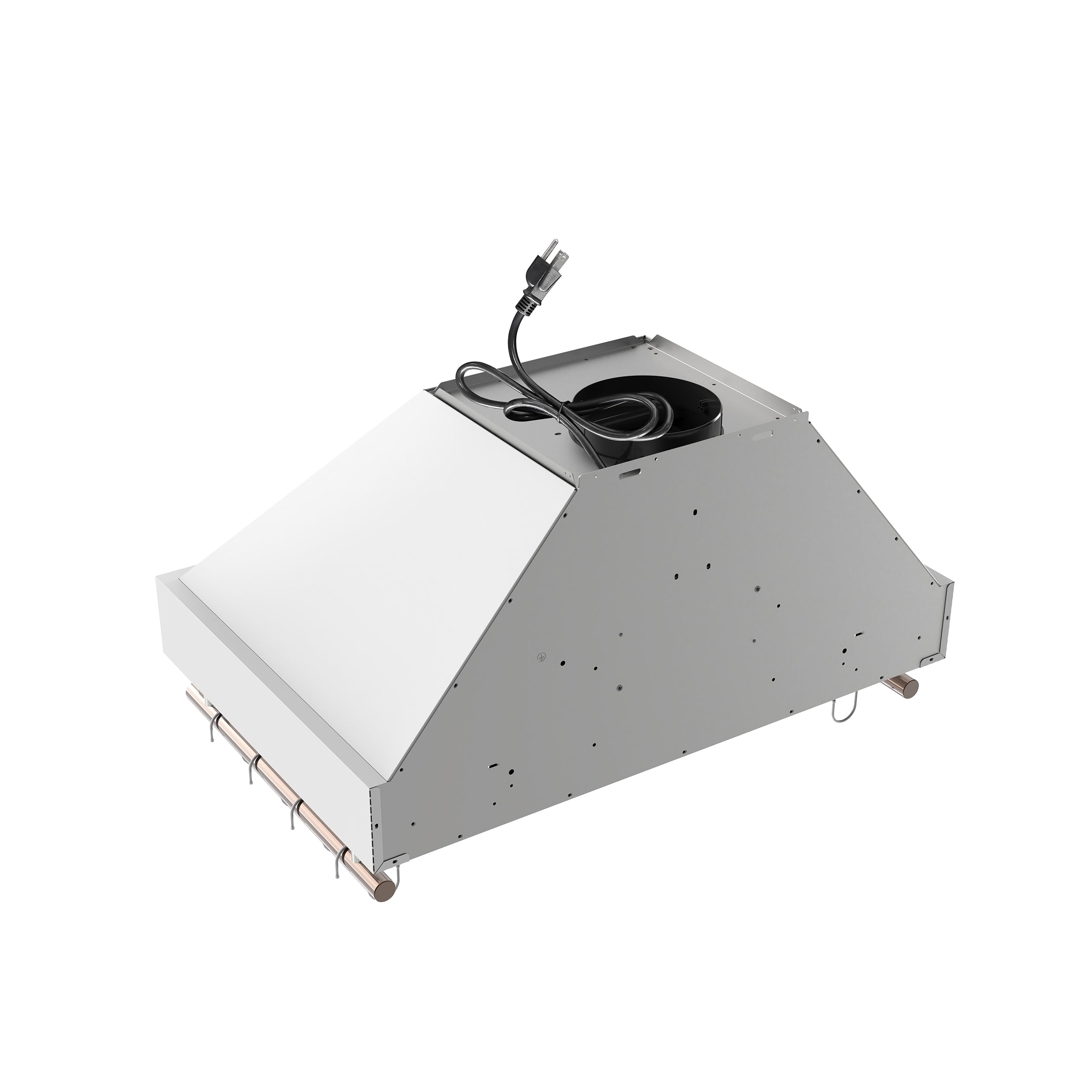 Forno Venezia 30-Inch Wall-Mounted Ducted Range Hood, 370 CFM, Touch Controls, LED Lighting, White with Antique Brass Accents (FRHWM5503-30WHT)