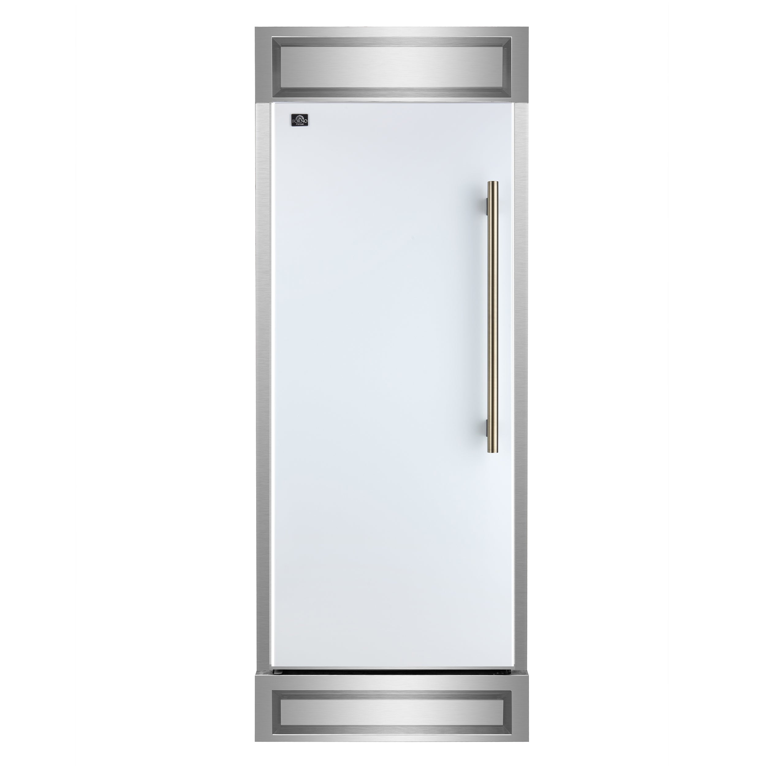 FORNO Maderno 32 in. 13.6 cu ft Built-In Convertible Refrigerator/Freezer, Left Swing, White, Antique Brass Handles (FFFFD1722-32LMG-WHT)
