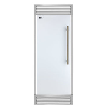 FORNO Maderno 32-Inch Built-In Convertible Refrigerator Freezer, 13.6 cu. ft., Left Swing, White with Antique Brass Handle, Model FFFFD1722-32LSG-WHT