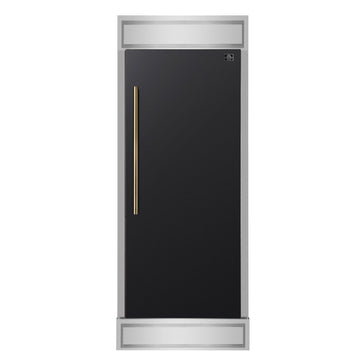 FORNO Maderno 32-Inch Built-In Convertible Refrigerator Freezer, 13.6 cu. ft., Right Swing, Black with Antique Brass Handle, Model FFFFD1722-32RMG-BLK