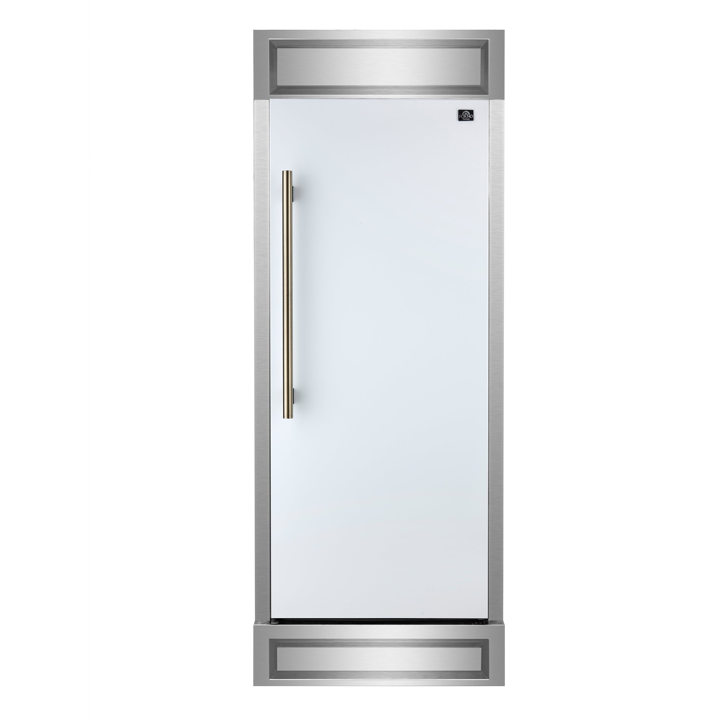 FORNO Maderno 32 in. 13.6 cu. ft. Convertible Refrigerator/Freezer, Right Swing, eWhite, Antique Brass Handles (FFFDF1722-32RMG-WHT)