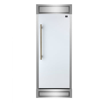 FORNO Maderno 32 in. 13.6 cu. ft. Convertible Refrigerator/Freezer, Right Swing, eWhite, Antique Brass Handles (FFFDF1722-32RMG-WHT)