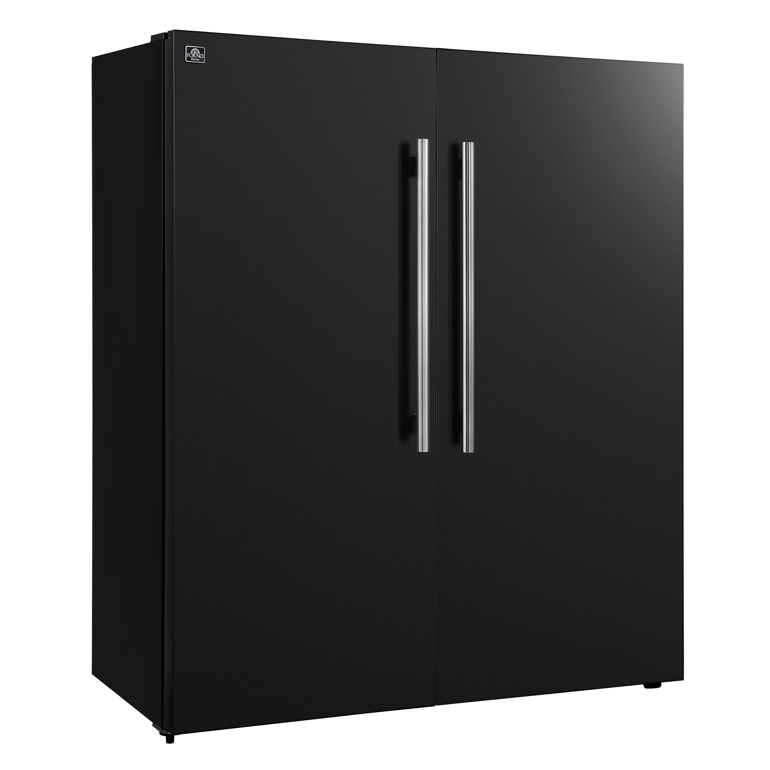 Forno Maderno 60-Inch Convertible Refrigerator and Freezer Combo, 27.2 Cu. Ft., Black with Antique Brass Handles, Trim Kit Included (Model FFFFD1722-60MG-BLK)