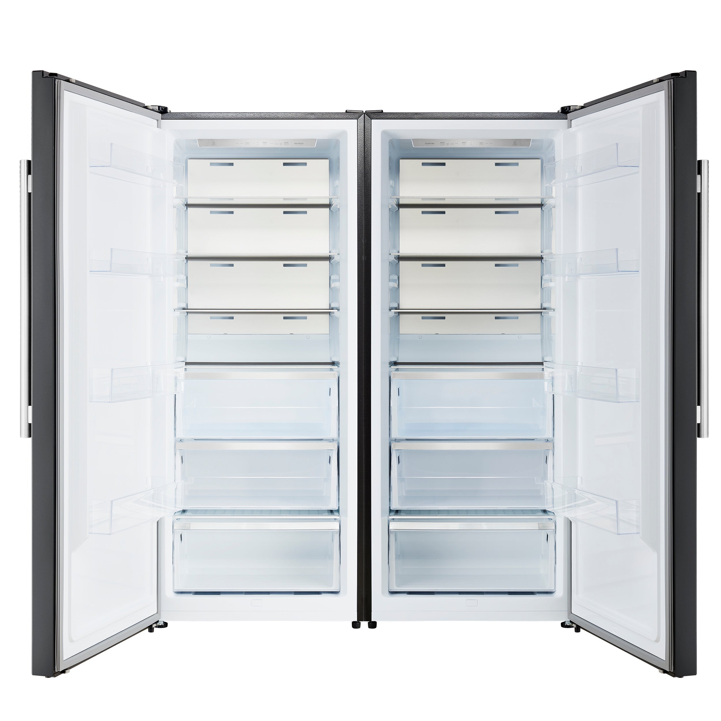 FORNO Maderno 60 in. 27.2 cu. ft. Convertible Refrigerator Freezer Combo with Grill Trim Kit, Black with Antique Brass Handles (Model FFFFD1722-60SG-BLK)
