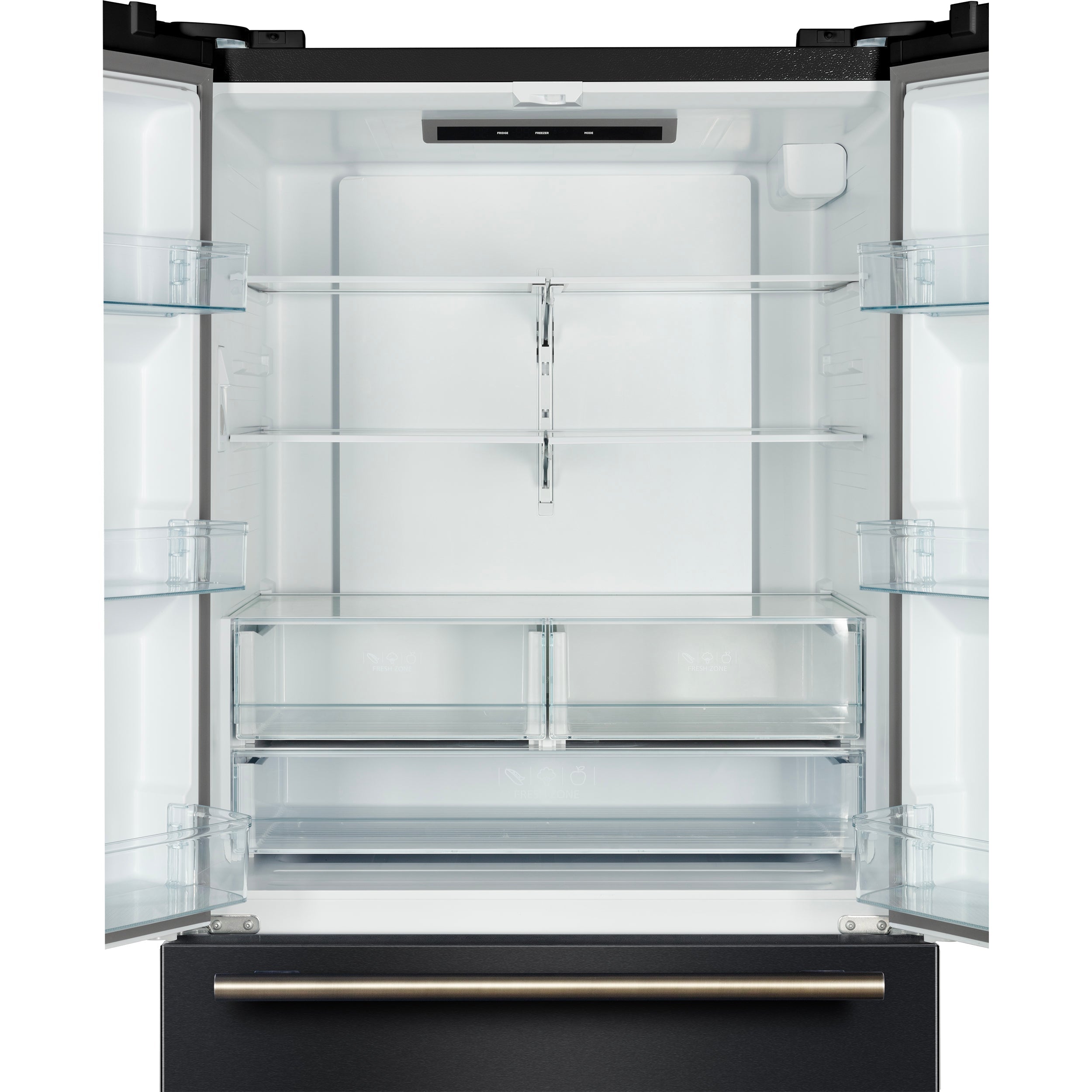 Forno Rivello 36-Inch French Door Refrigerator, Standard Depth, Water & Ice Dispenser, Black with Antique Brass Accents (Model FFFFD1783-36BLK)