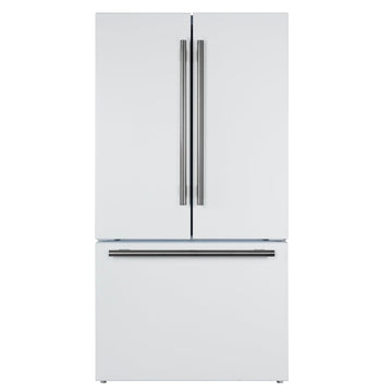 FORNO Rivello 36-Inch Standard-Depth French Door Refrigerator with Water & Ice Dispenser, White with Stainless Steel Accents (Model FFFFD1783-36WHT)