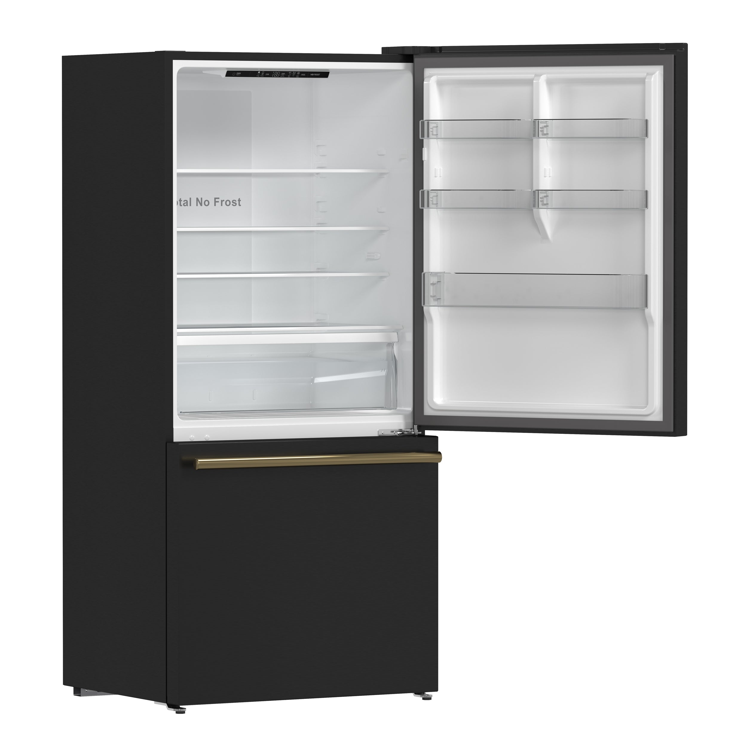 Forno Espresso Milano 31-Inch French Door Refrigerator with Bottom Freezer, 17.2 cu ft, Right-Hinged, Black with Antique Brass Handles (Model FFFFD1785-31BLK)