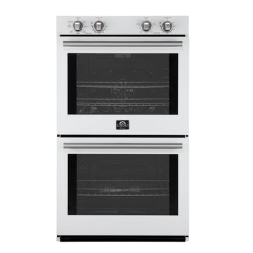 FORNO Espresso Vomero 30-Inch Electric Double Wall Oven, 10.0 cu. ft., White with Stainless Steel Accents (FBOEL1324-30WHT)
