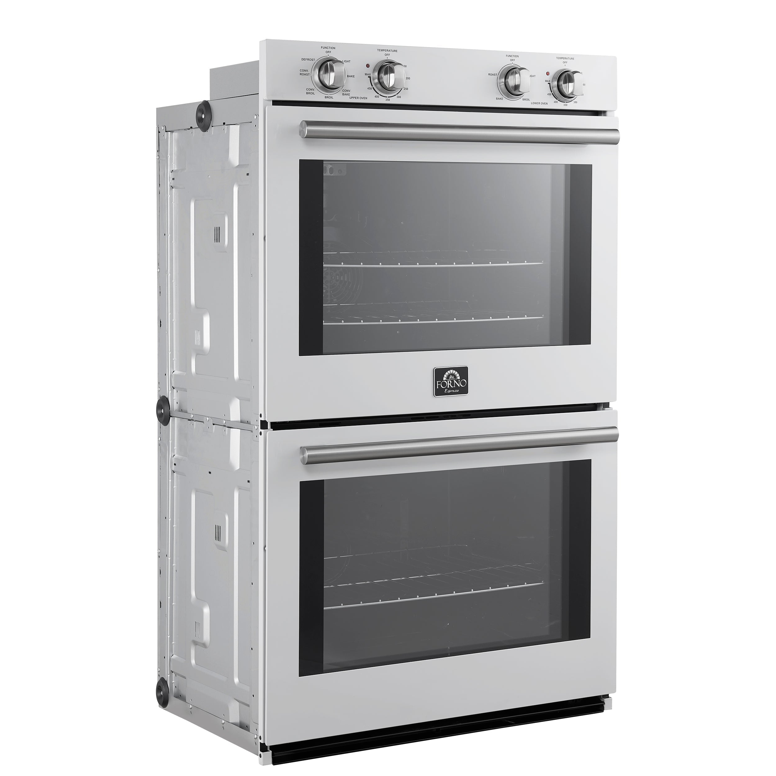 FORNO Espresso Vomero 30-Inch Electric Double Wall Oven, 10.0 cu. ft., White with Stainless Steel Accents (FBOEL1324-30WHT)