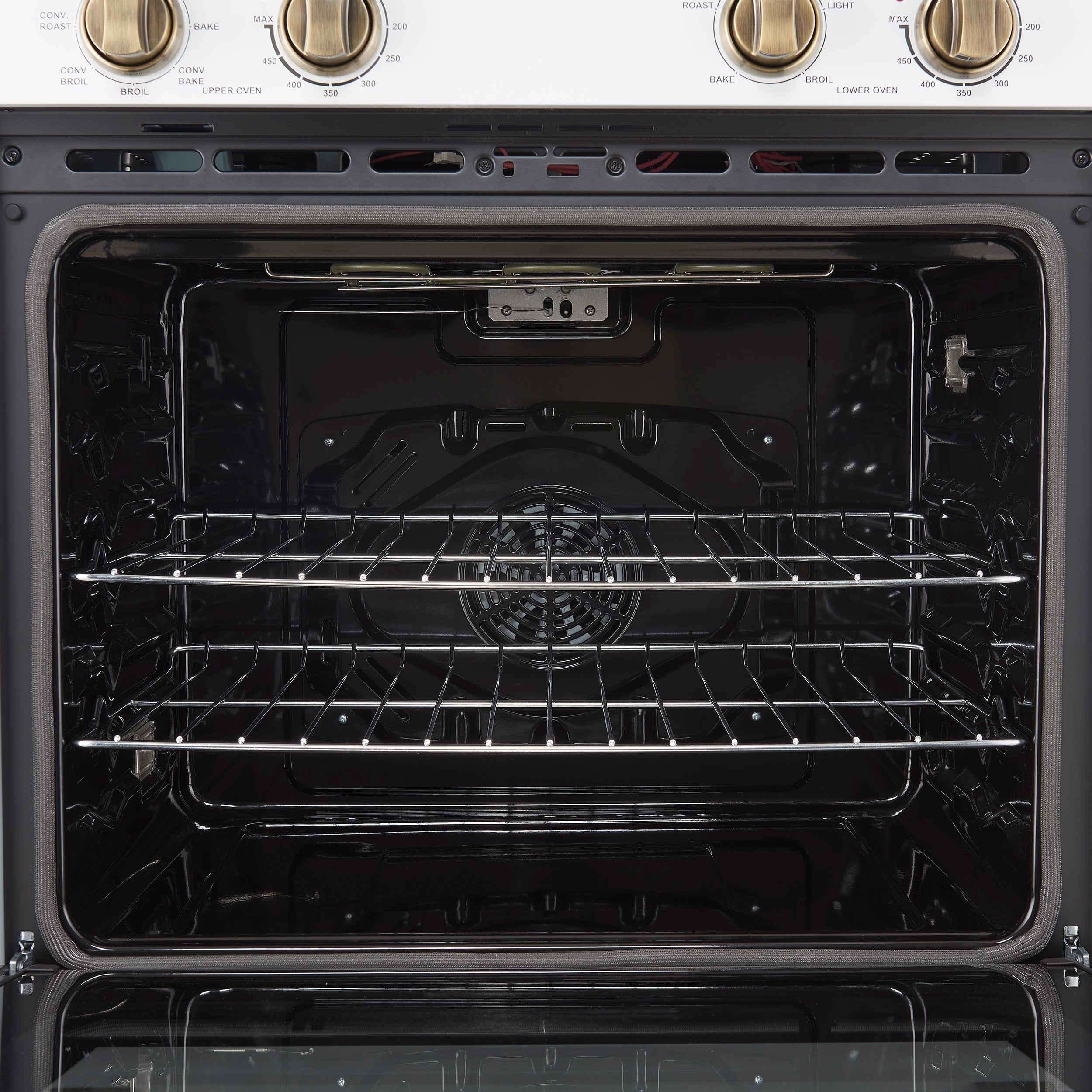 FORNO Espresso Vomero 30-Inch Electric Double Wall Oven, 10.0 cu. ft., White with Antique Brass Accents (FBOEL1324-30WHT)